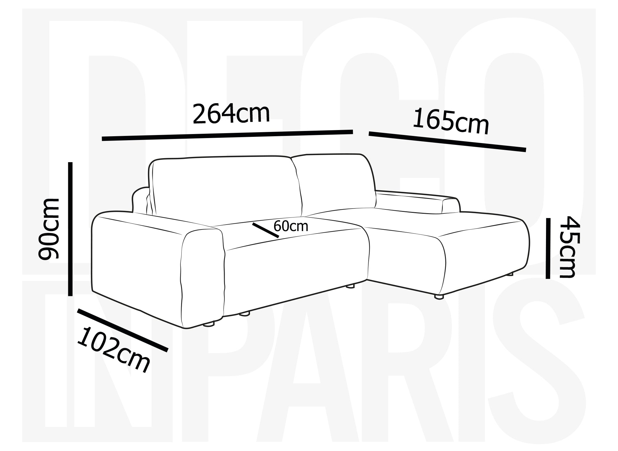 Sofá cama esquinero derecho BALI con almacenaje en pana gruesa beige - Esquinero derecho