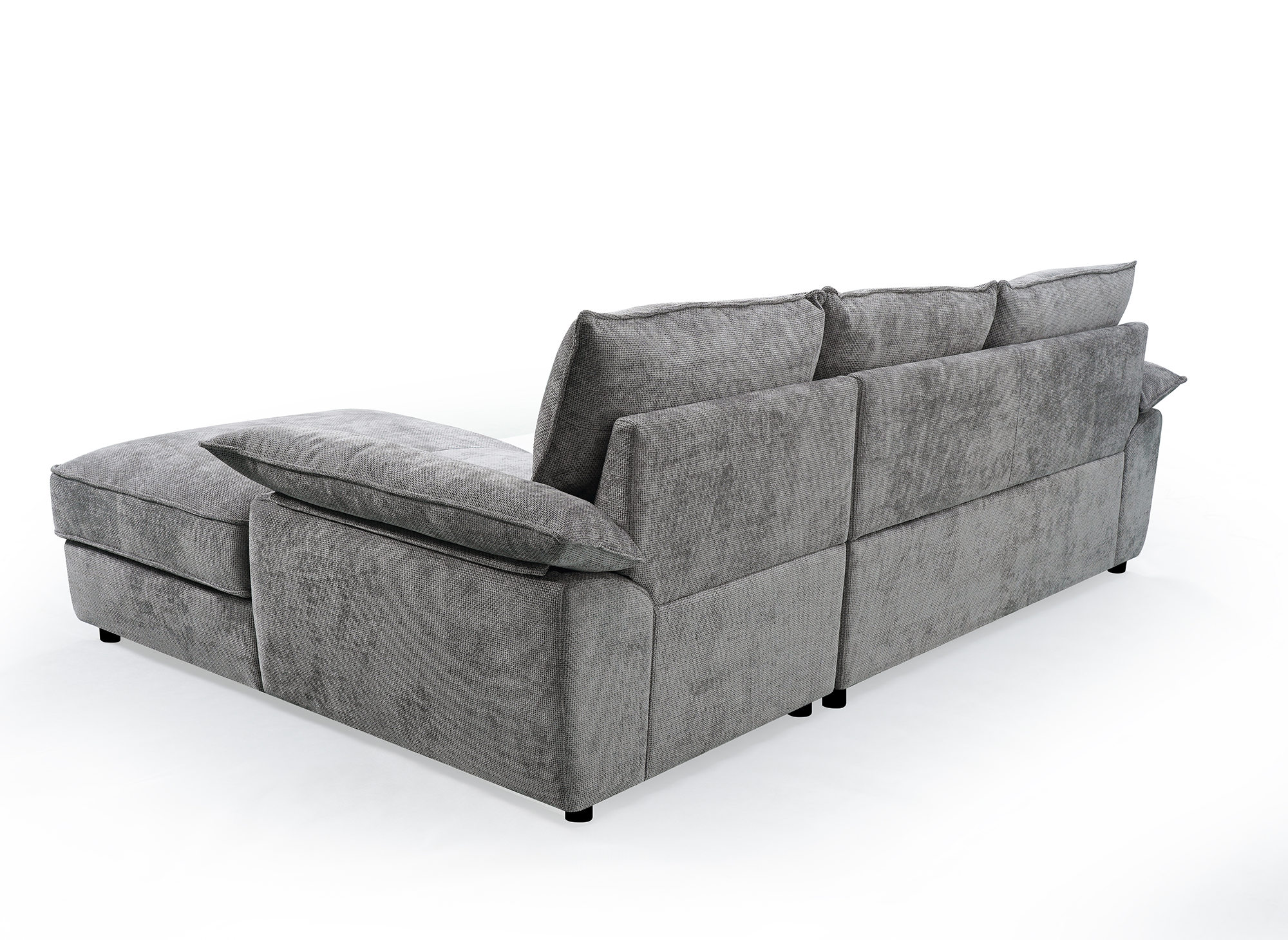 Sofá esquinero convertible GABIN con almacenaje en terciopelo gris jaspeado - Esquinero derecho