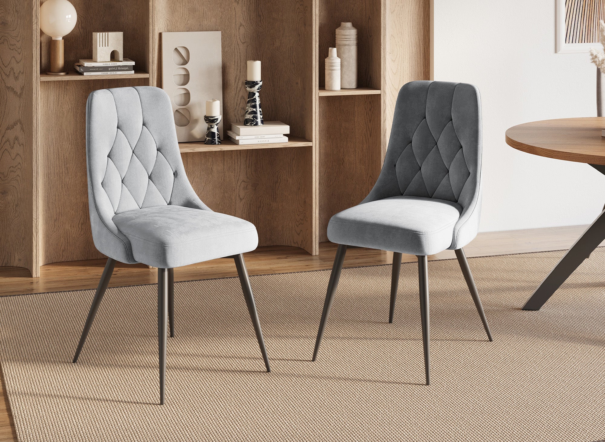 Conjunto de 4 sillas de diseño OLVEA en terciopelo gris