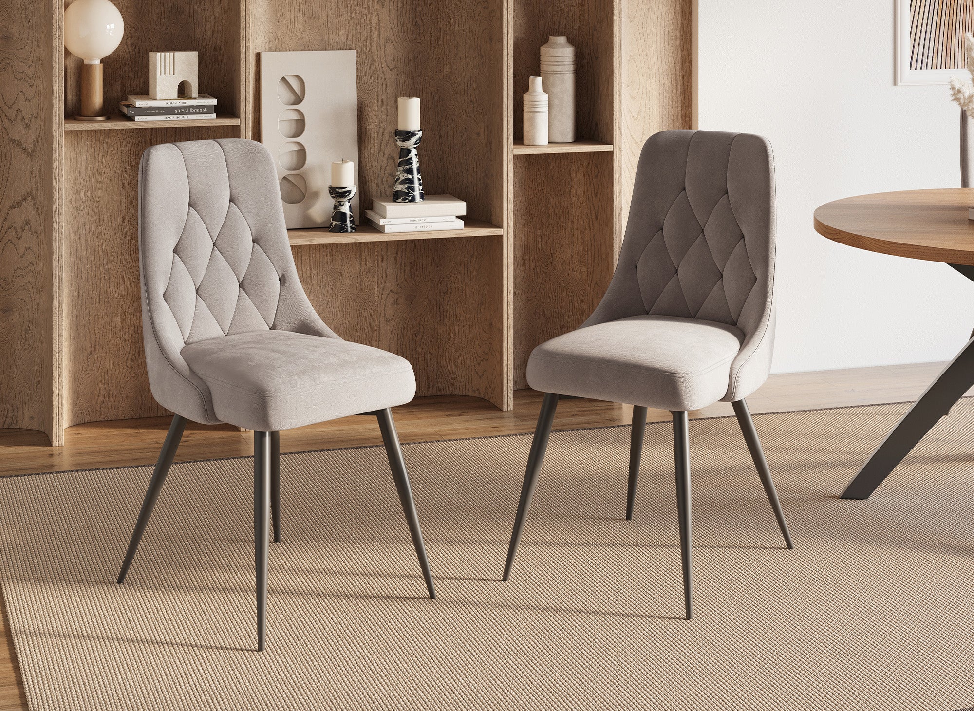 Juego de 4 sillas de diseño OLVEA de terciopelo beige