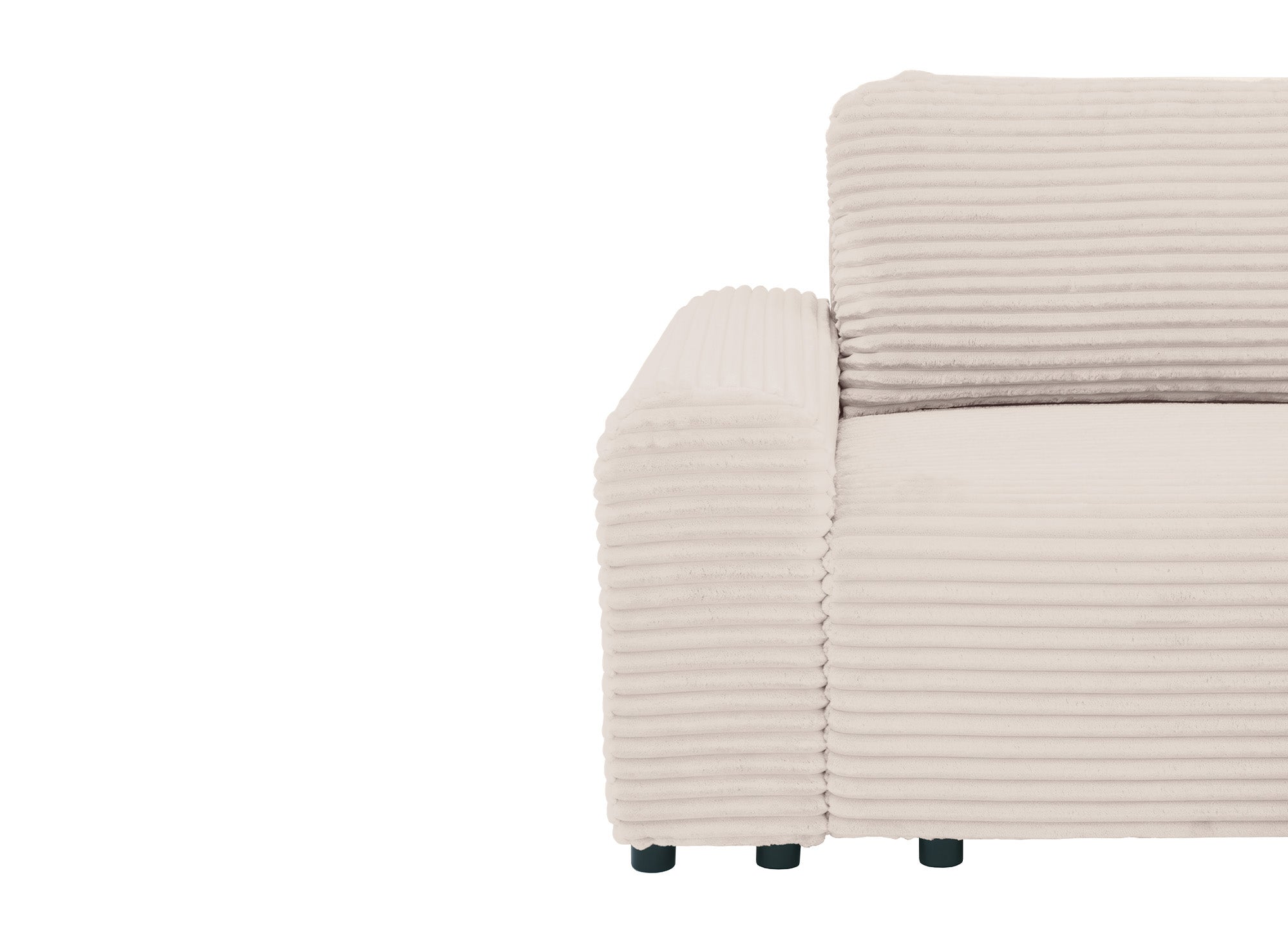 Sofá cama esquinero derecho BALI con almacenaje en pana gruesa beige - Esquinero derecho