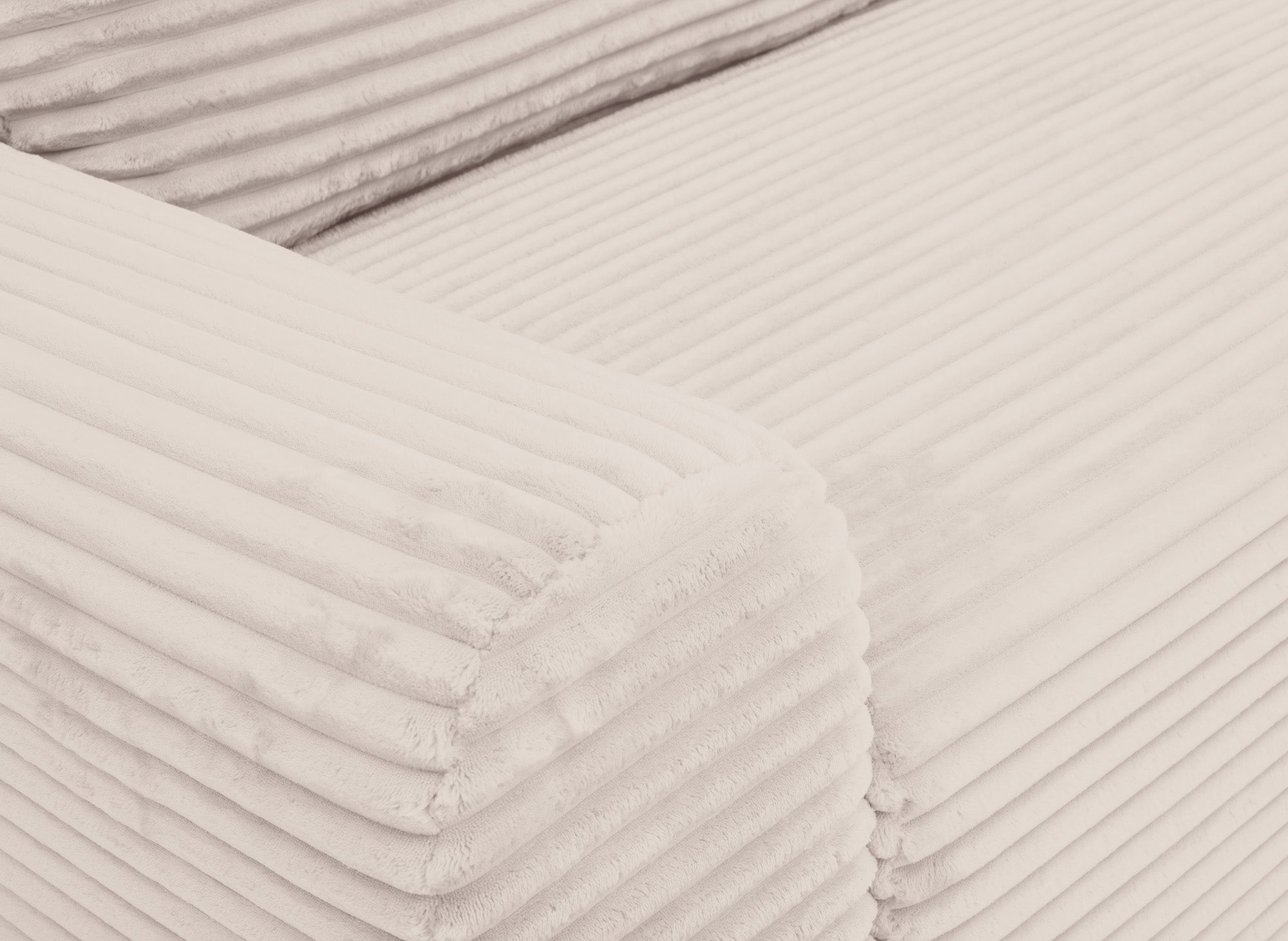 Sofá cama esquinero derecho BALI con almacenaje en pana gruesa beige - Esquinero derecho