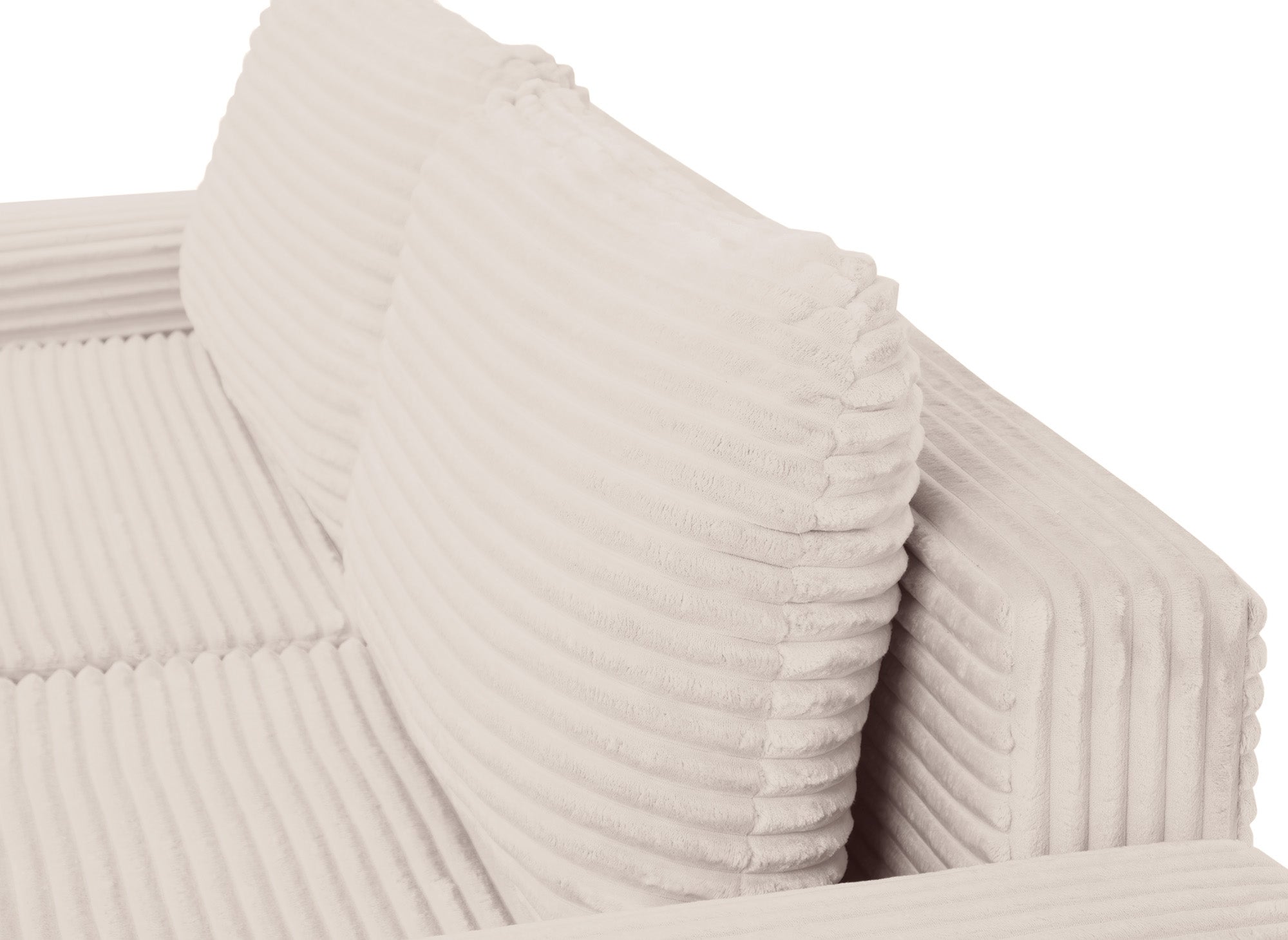 Sofá cama esquinero derecho BALI con almacenaje en pana gruesa beige - Esquinero derecho