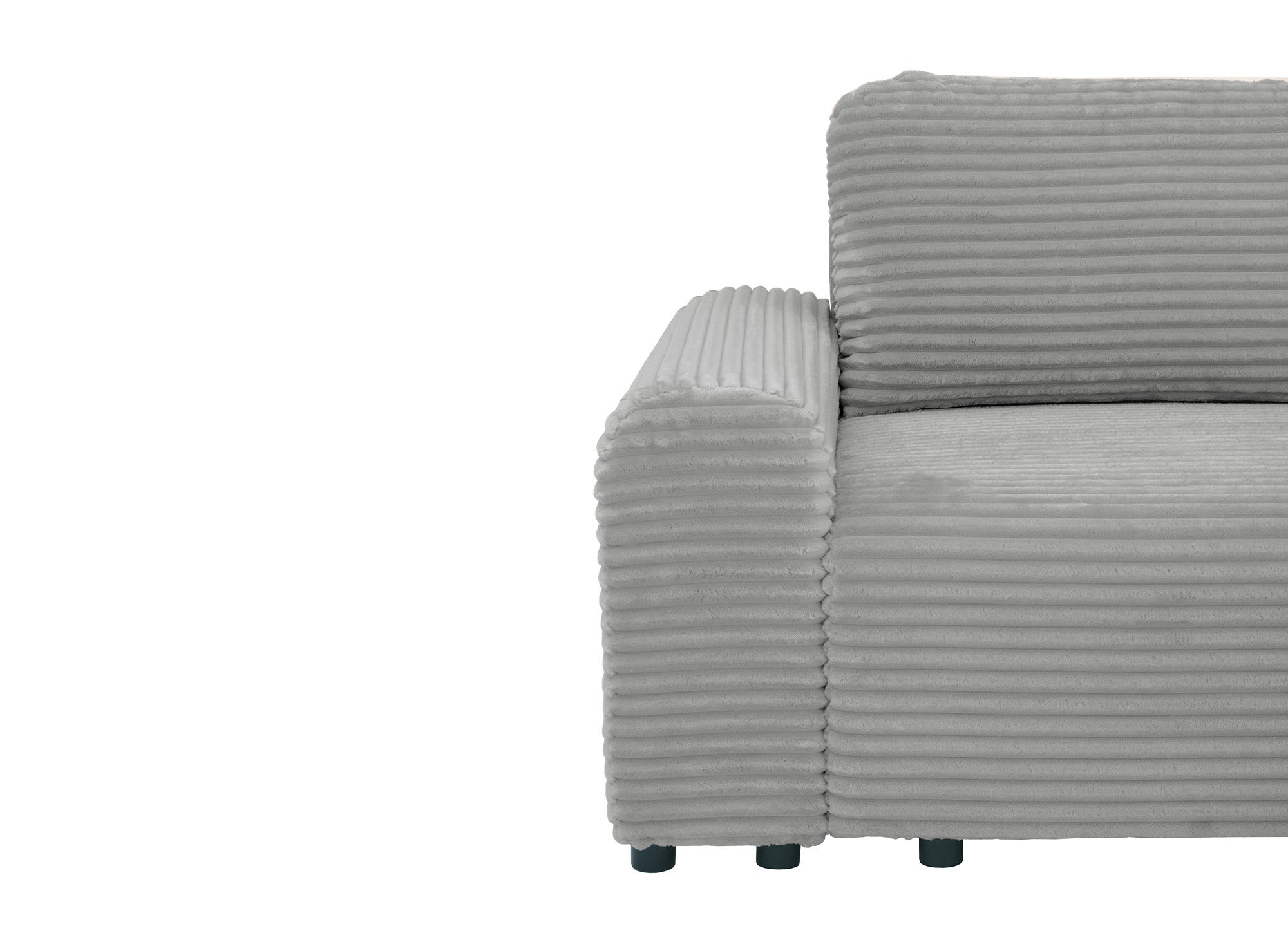 Sofá cama esquinero derecho BALI con almacenaje en pana gruesa gris claro - Esquinero derecho