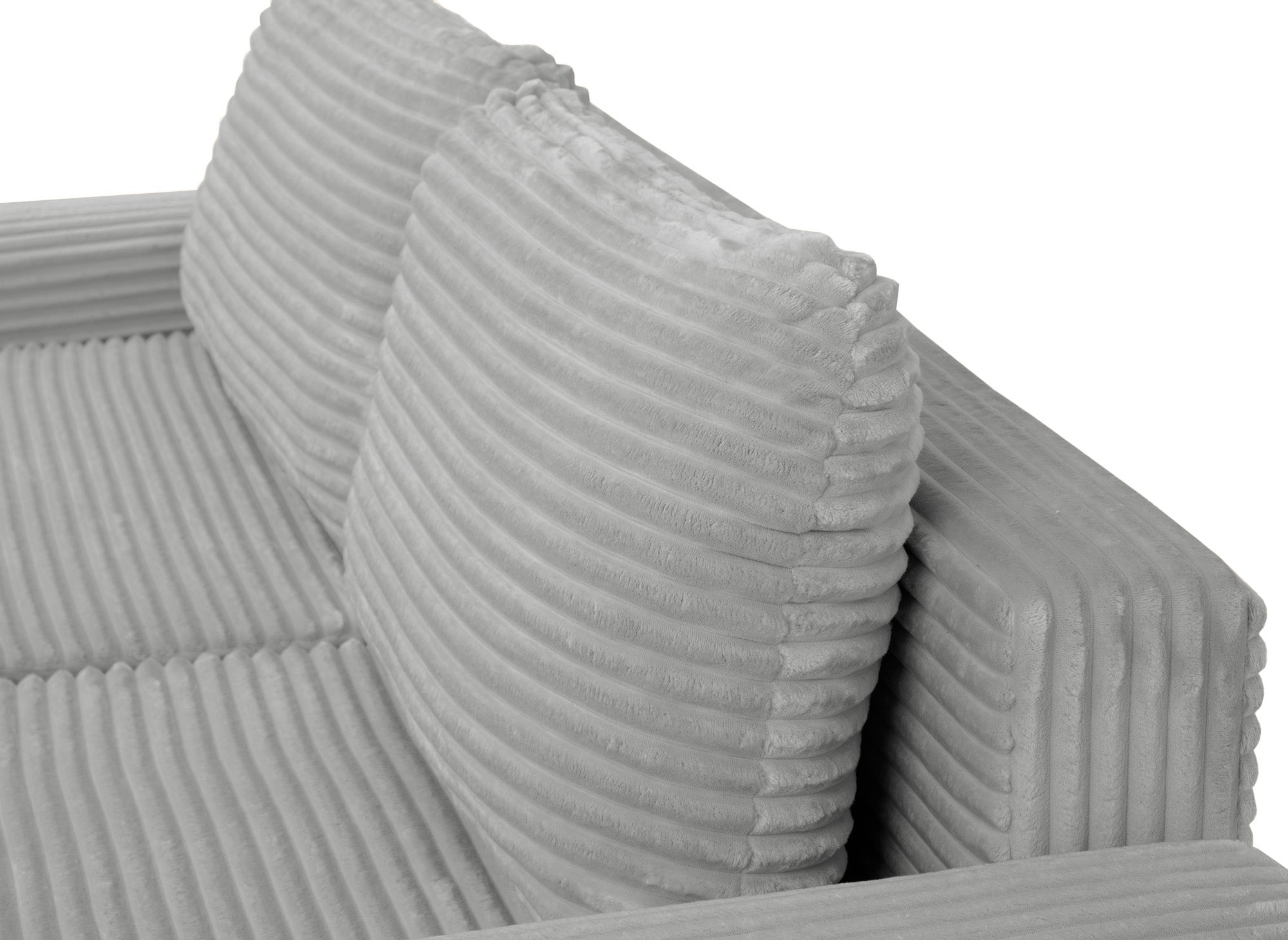 Sofá cama esquinero derecho BALI con almacenaje en pana gruesa gris claro - Esquinero derecho