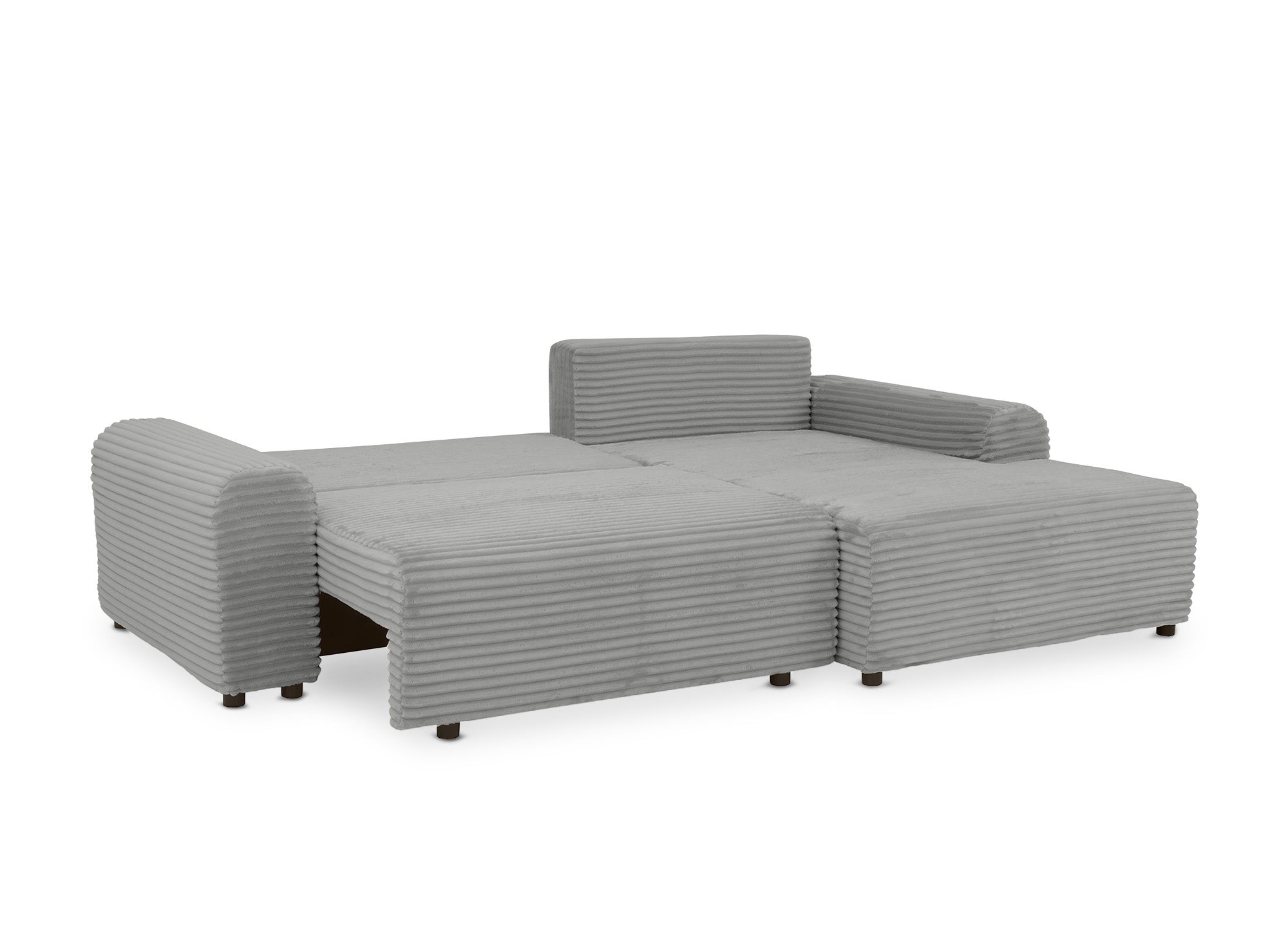 Sofá cama esquinero derecho BALI con almacenaje en pana gruesa gris claro - Esquinero derecho