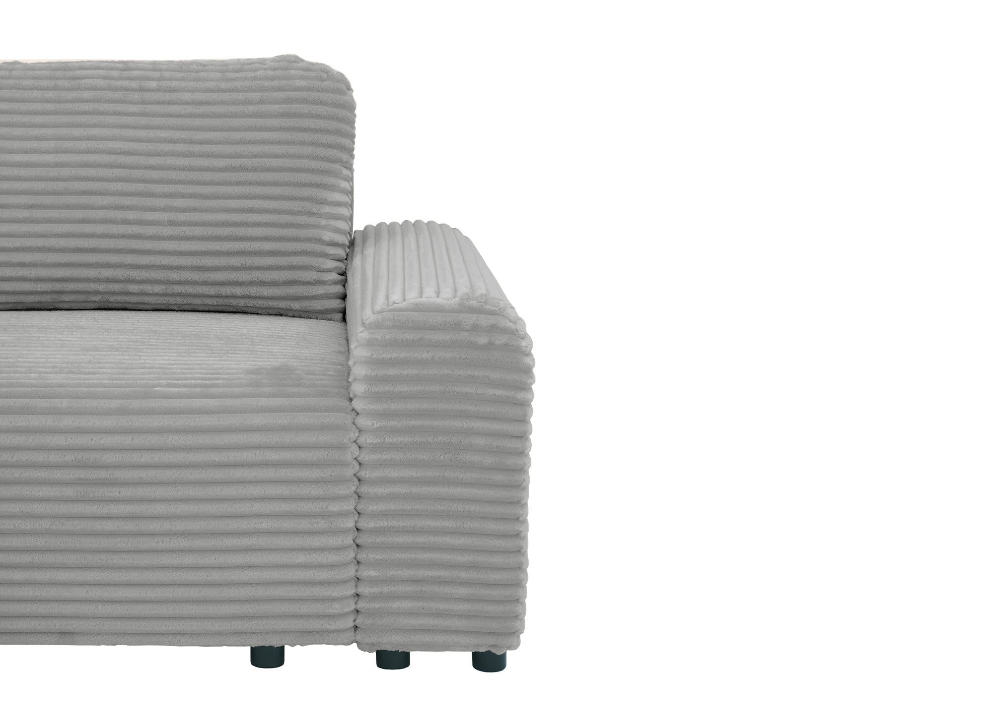 Sofá cama esquinero izquierdo BALI con almacenaje en pana gruesa gris claro - Esquinero izquierdo