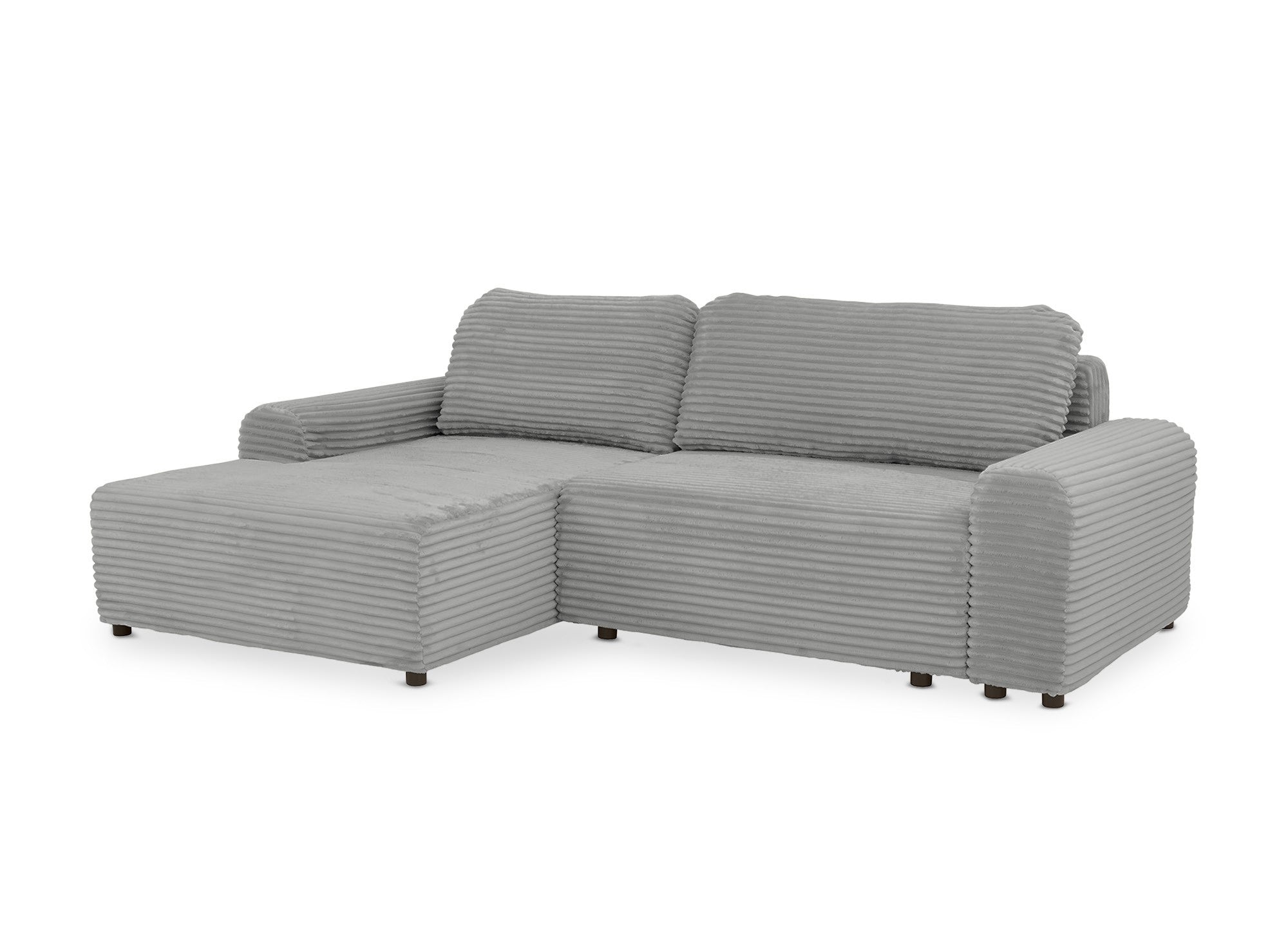 Sofá cama esquinero izquierdo BALI con almacenaje en pana gruesa gris claro - Esquinero izquierdo