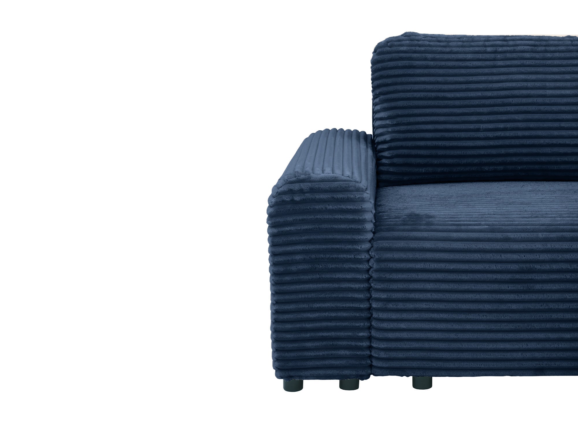 Sofá cama esquinero derecho BALI con almacenaje en pana azul oscuro gruesa - Esquinero derecho