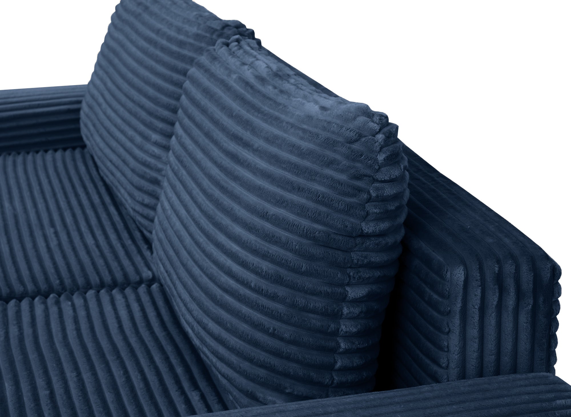 Sofá cama esquinero derecho BALI con almacenaje en pana azul oscuro gruesa - Esquinero derecho