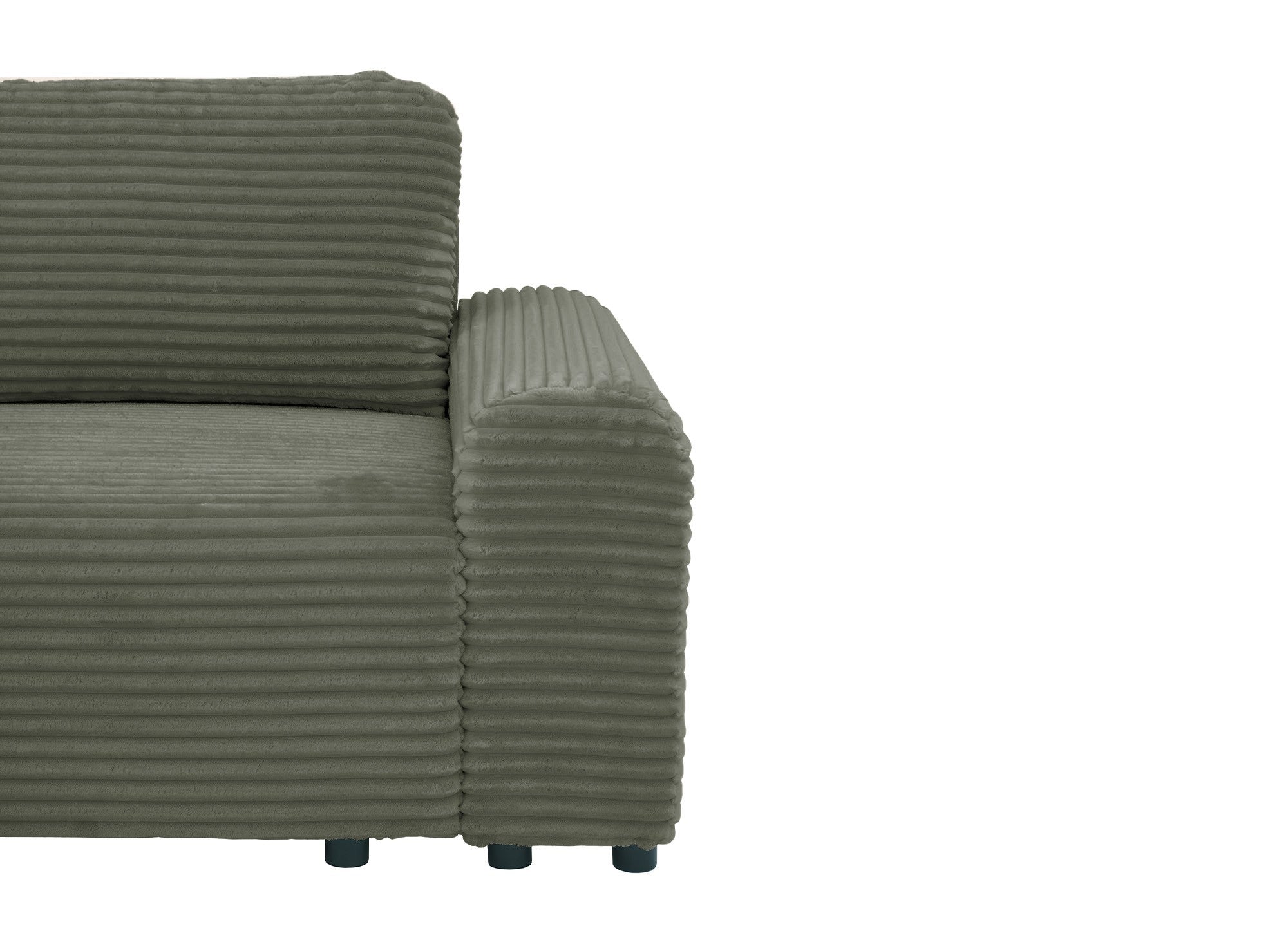 Sofá cama esquinero izquierdo BALI con almacenaje en pana gruesa verde caqui - Esquinero izquierdo