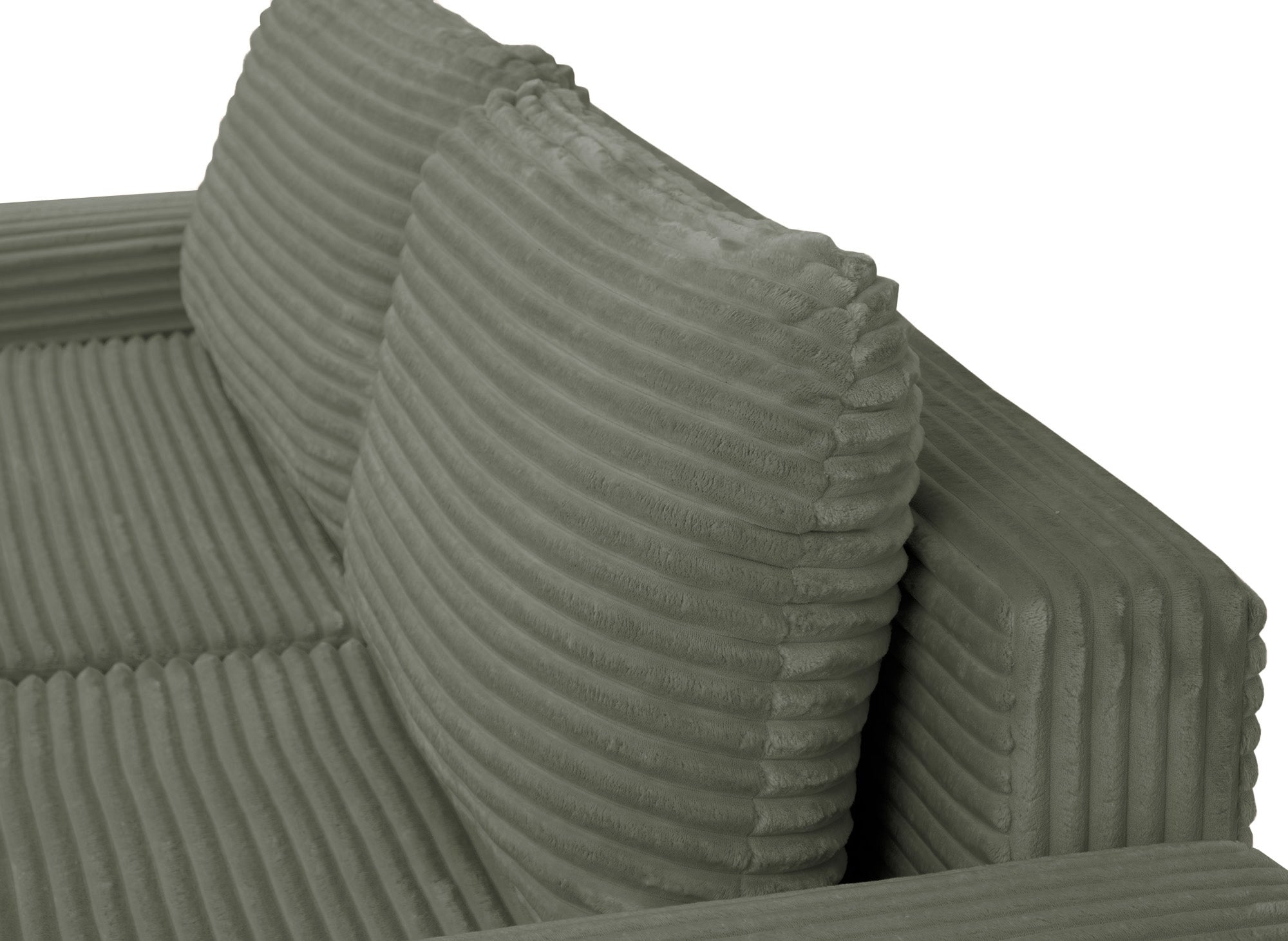 Sofá cama esquinero derecho BALI con almacenaje en pana gruesa verde caqui - Esquinero derecho