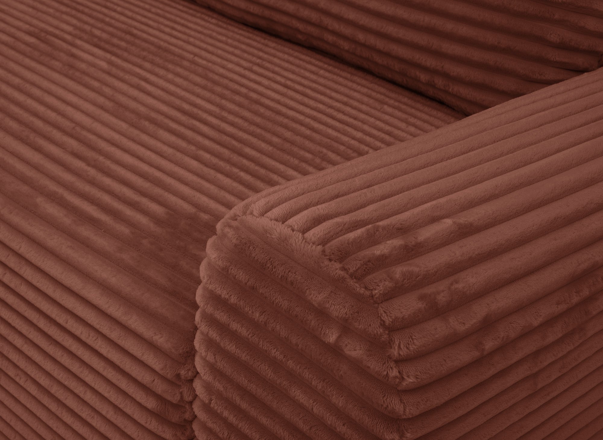 Sofá cama esquinero izquierdo BALI con almacenaje en pana gruesa color terracota - Esquinero izquierdo