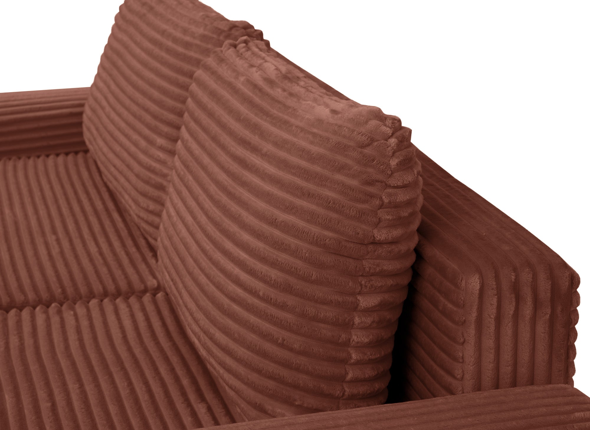 Sofá cama esquinero derecho BALI con almacenaje en pana gruesa color terracota - Esquinero derecho