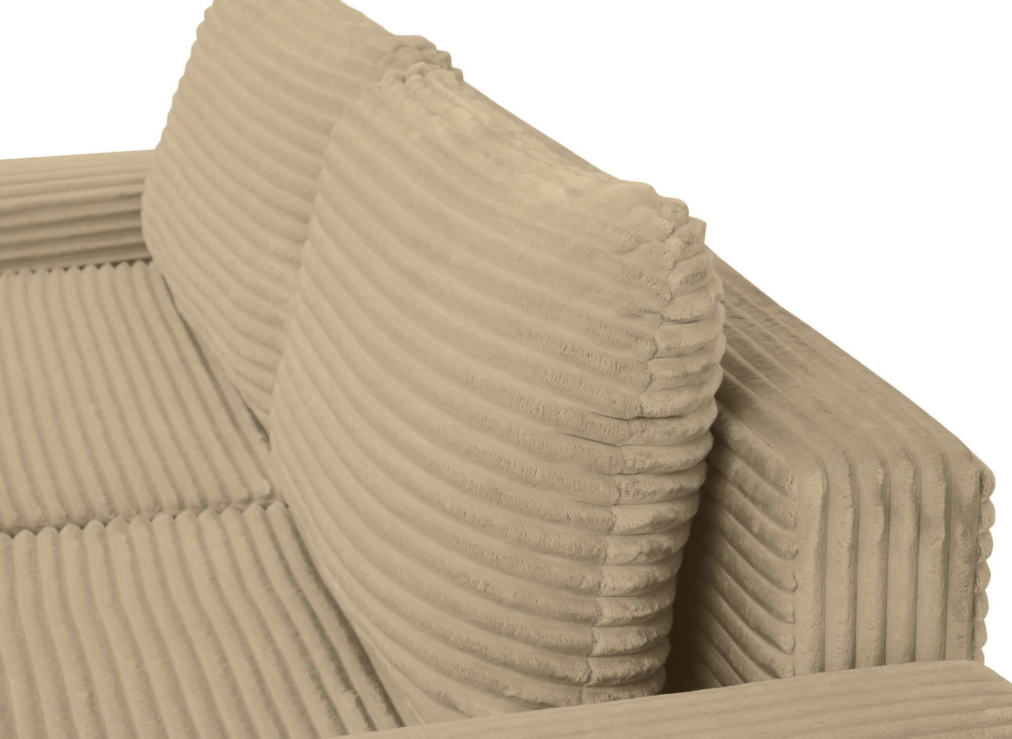 Sofá cama esquinero derecho BALI con almacenaje en pana gruesa color topo - Esquinero derecho