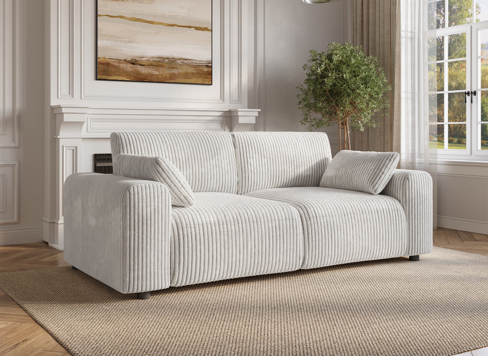 Sofá INAM de 3 plazas en pana gruesa color beige