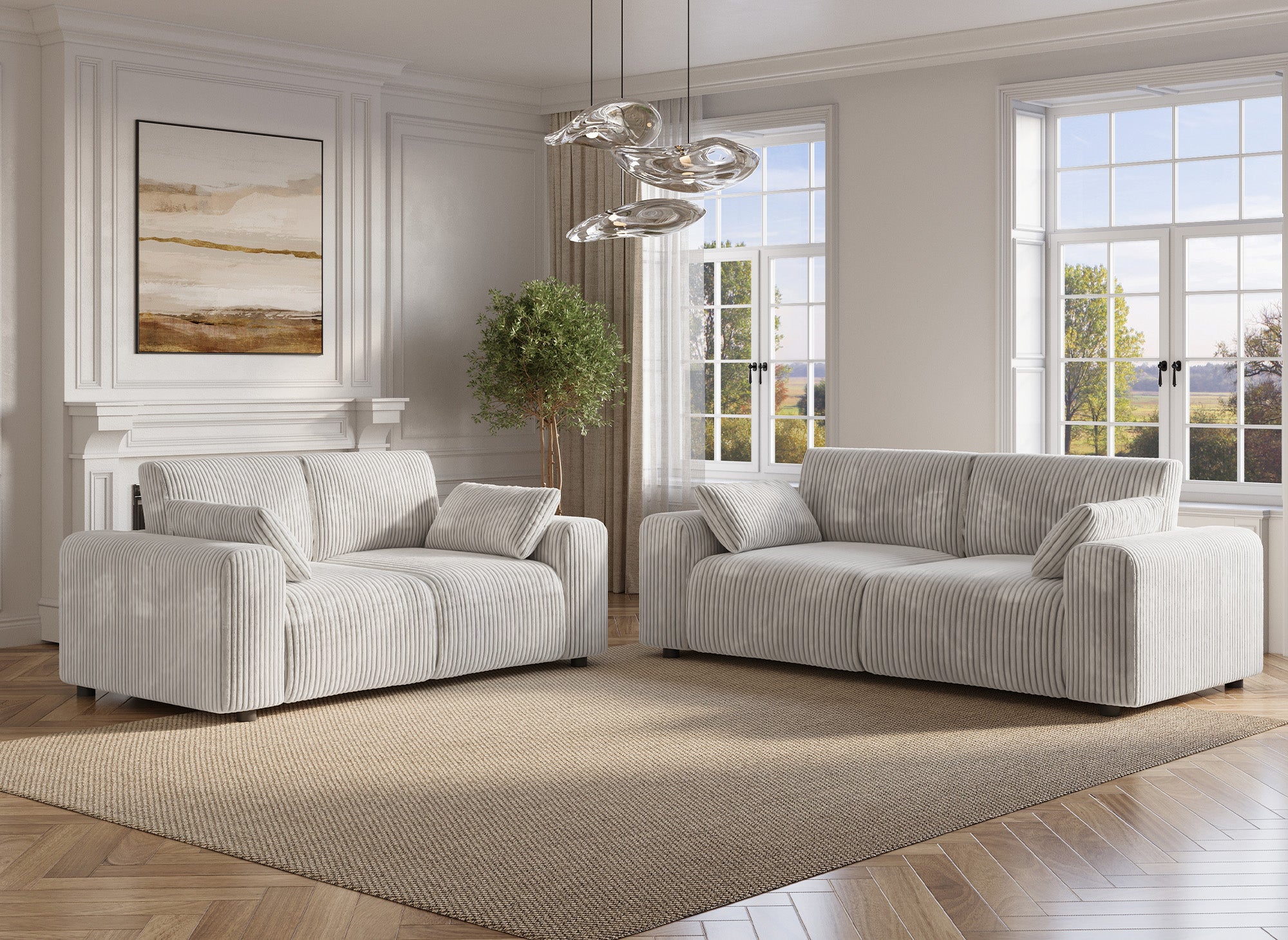 Sofá INAM de 3 plazas en pana gruesa color beige