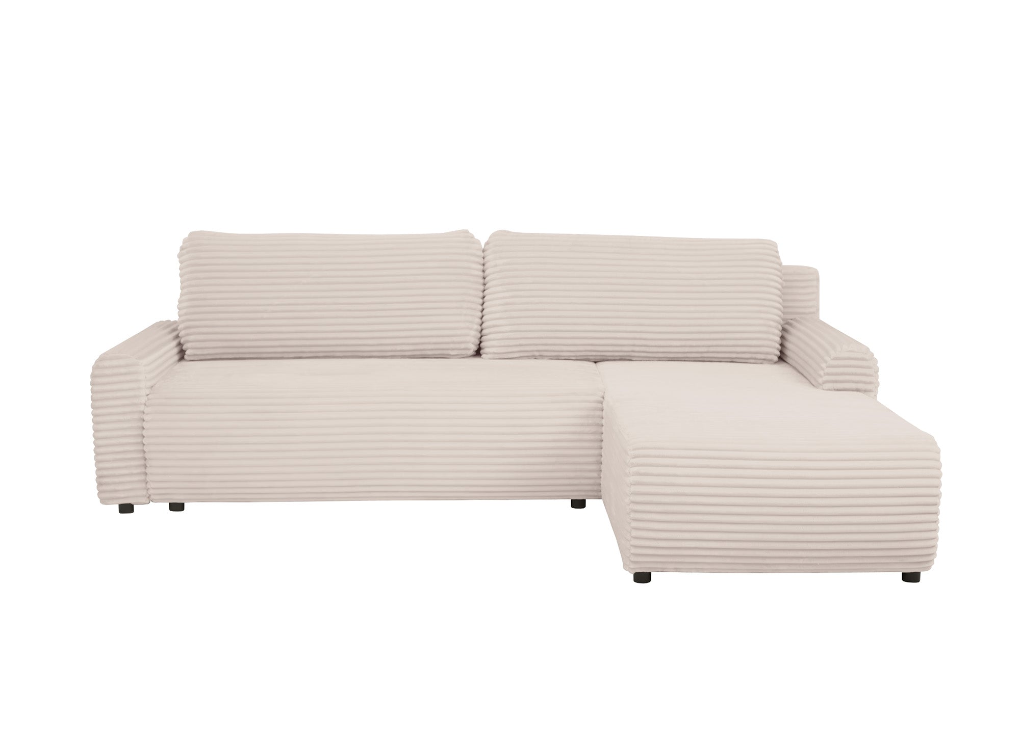 Sofá esquinero reversible y convertible KATIA con almacenaje en pana gruesa color beige