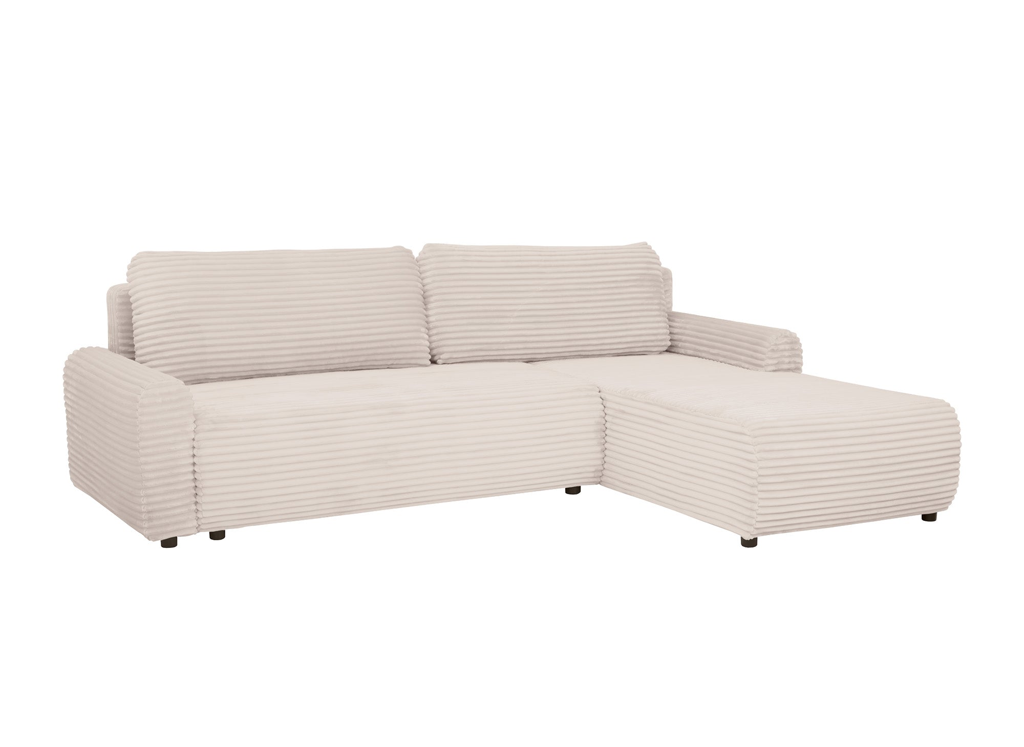 Sofá esquinero reversible y convertible KATIA con almacenaje en pana gruesa color beige