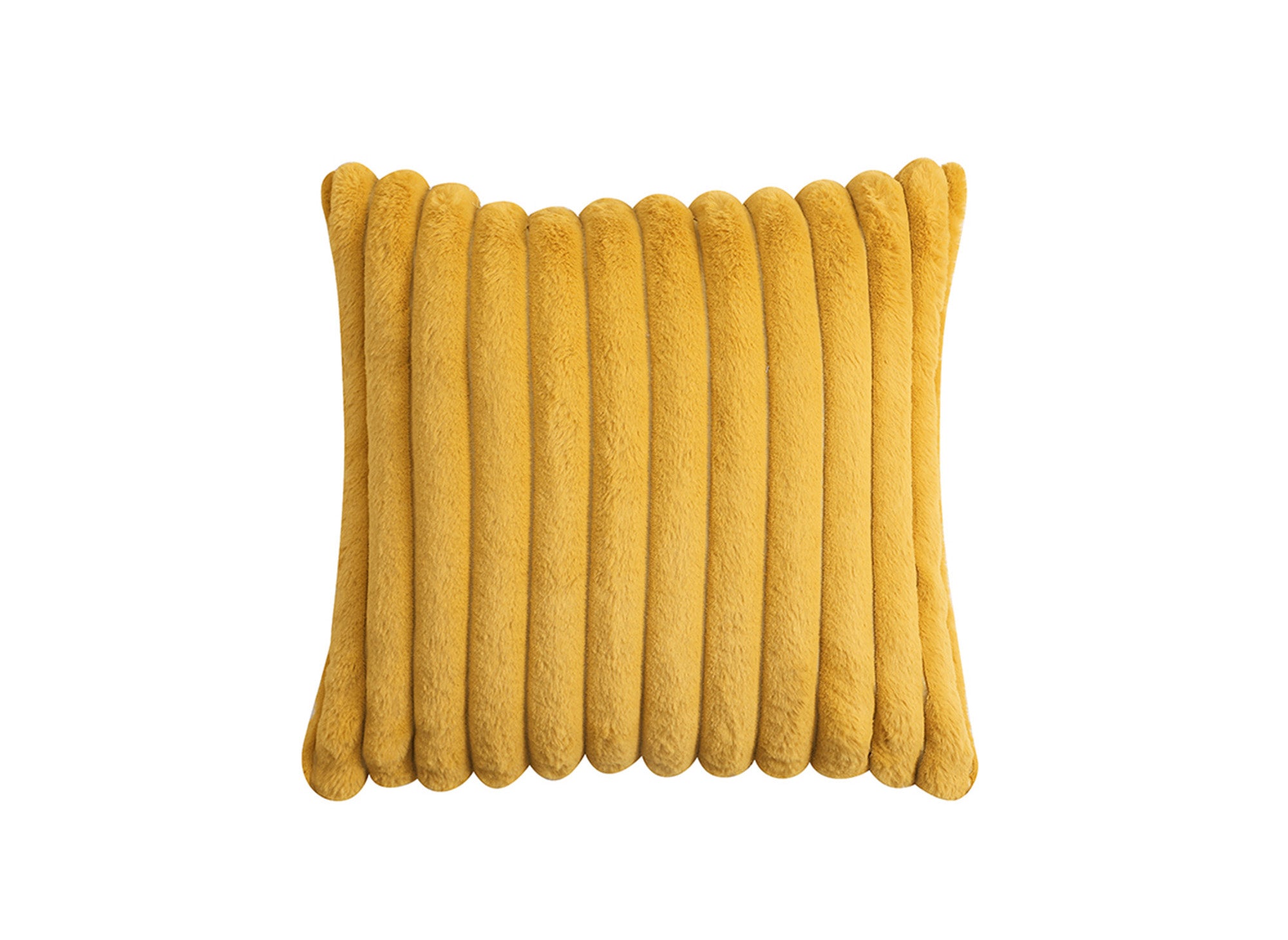 Cojín cuadrado de pana color mostaza con efecto piel, 45x45 cm