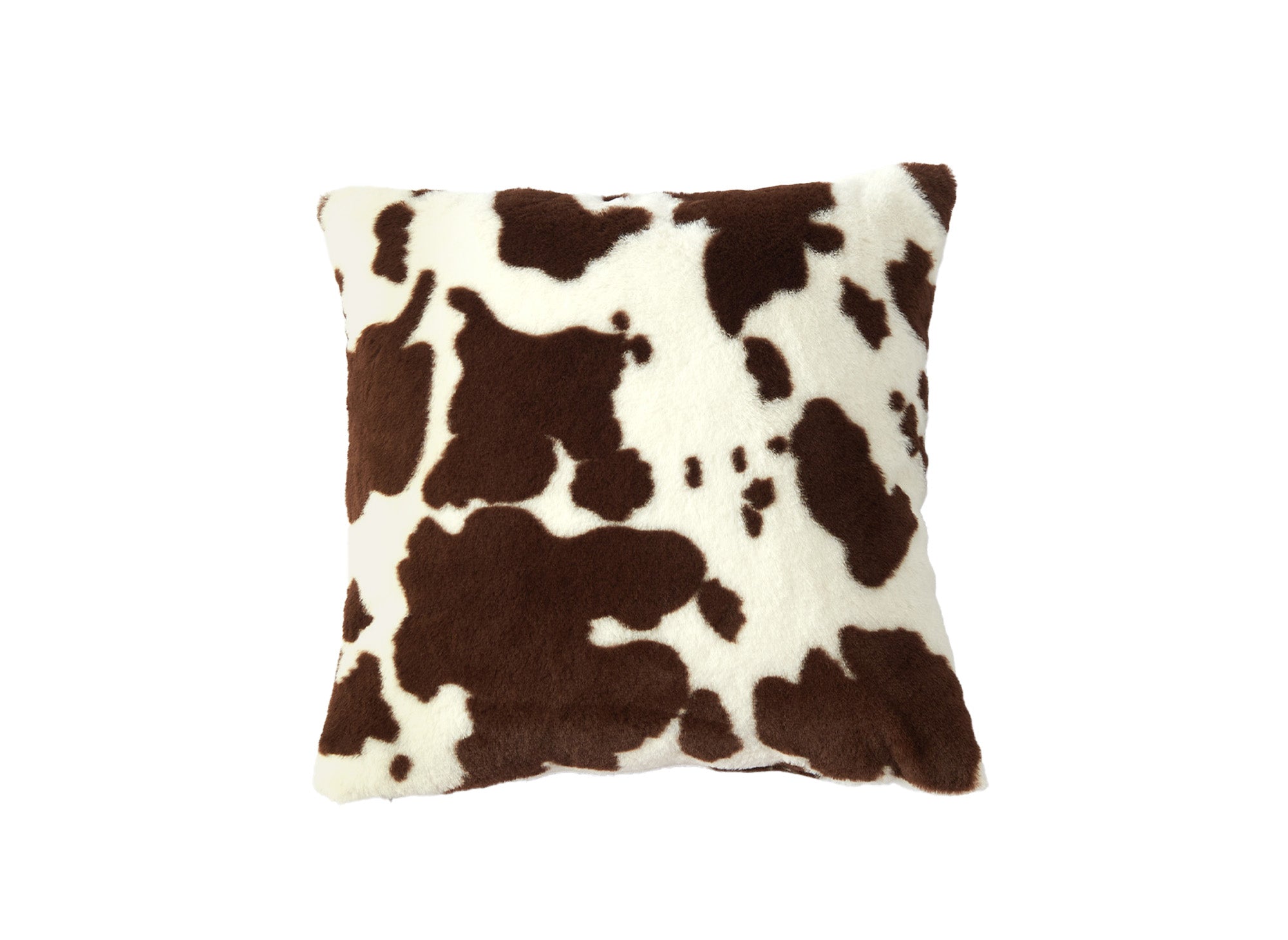 Cojín cuadrado SAKINA de 45x45 cm en tejido efecto piel de vaca marrón y blanco