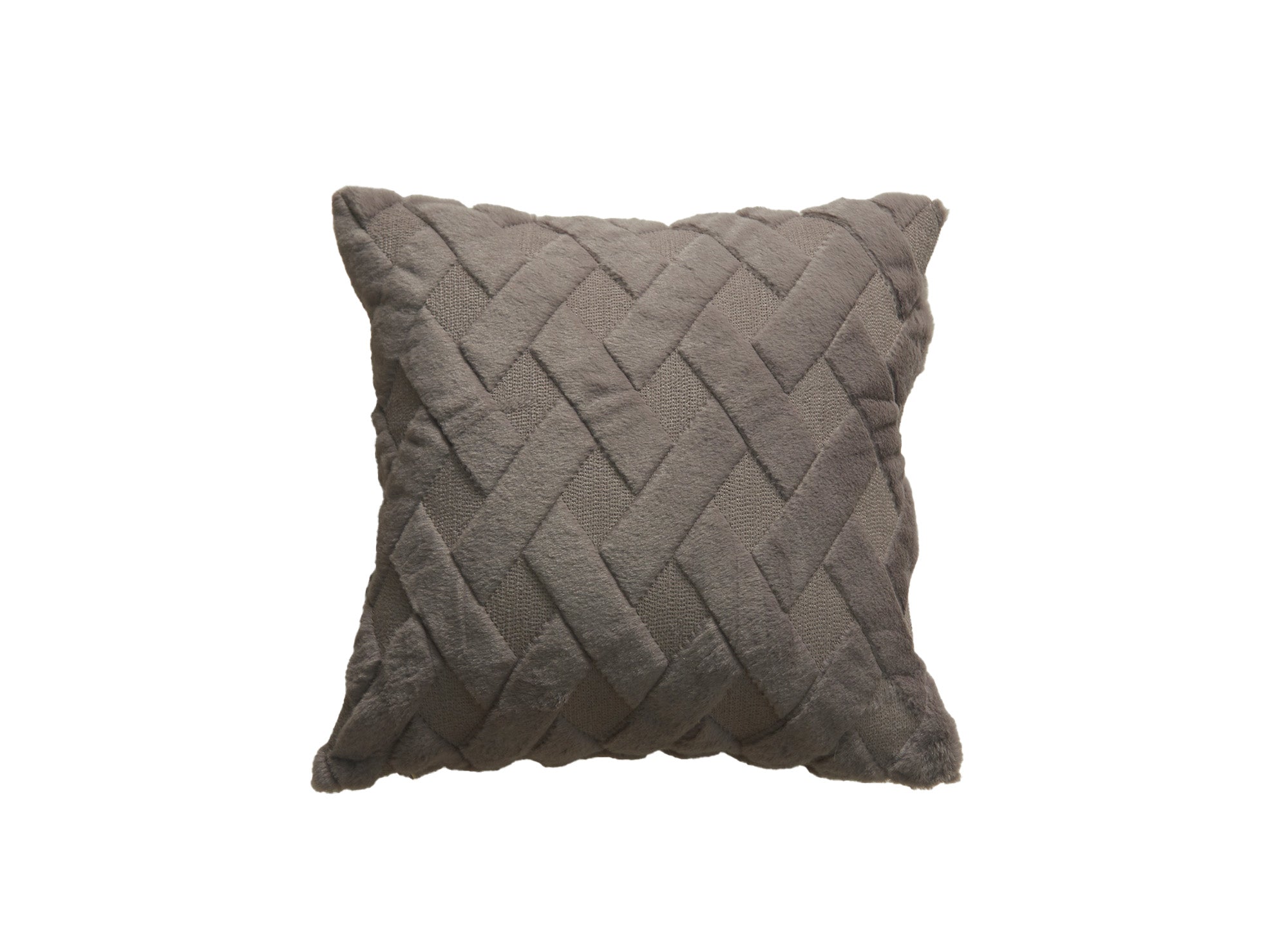 Cojín cuadrado MADALA de 45x45 cm en tejido de pelo con efecto gráfico gris oscuro