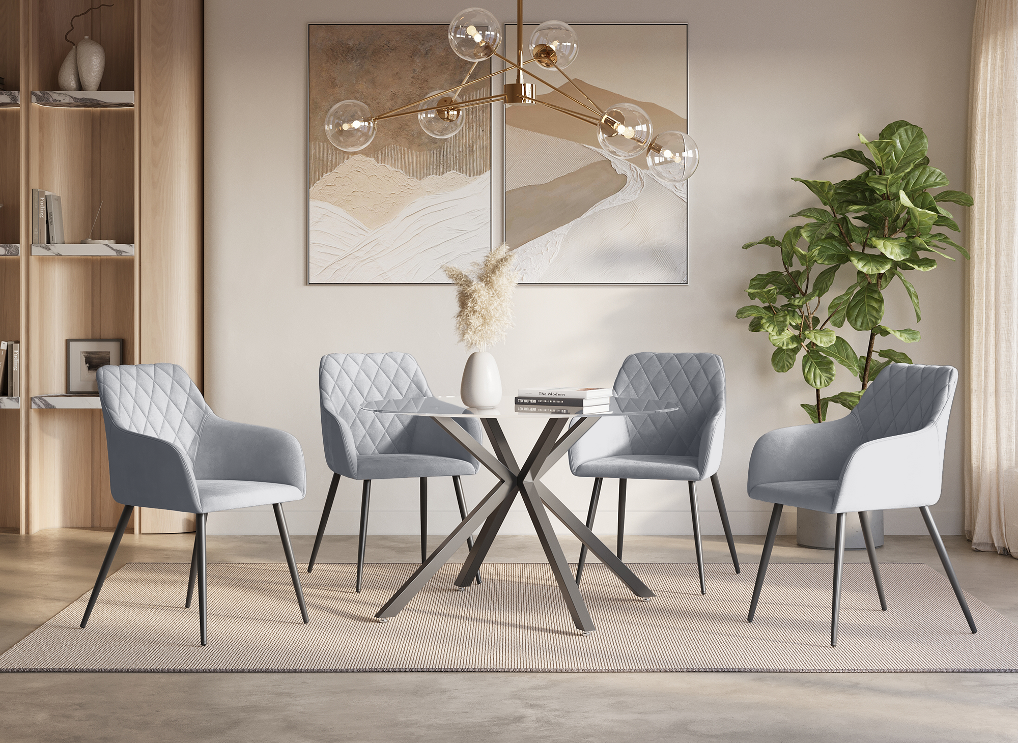 Conjunto de 2 sillones KANA de terciopelo gris