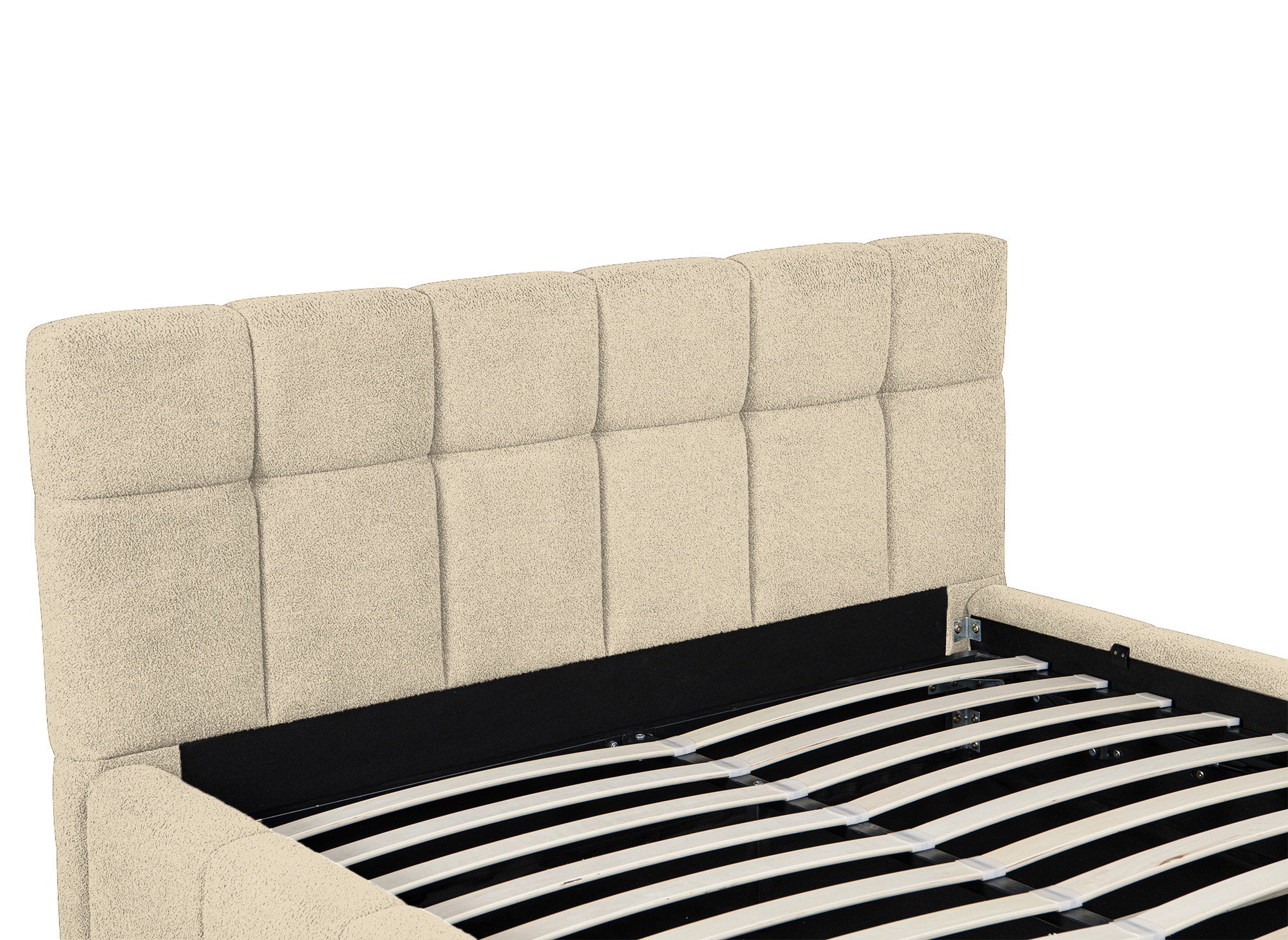 Cama contenedor de tela bouclé beige MILIE 180x200 cm