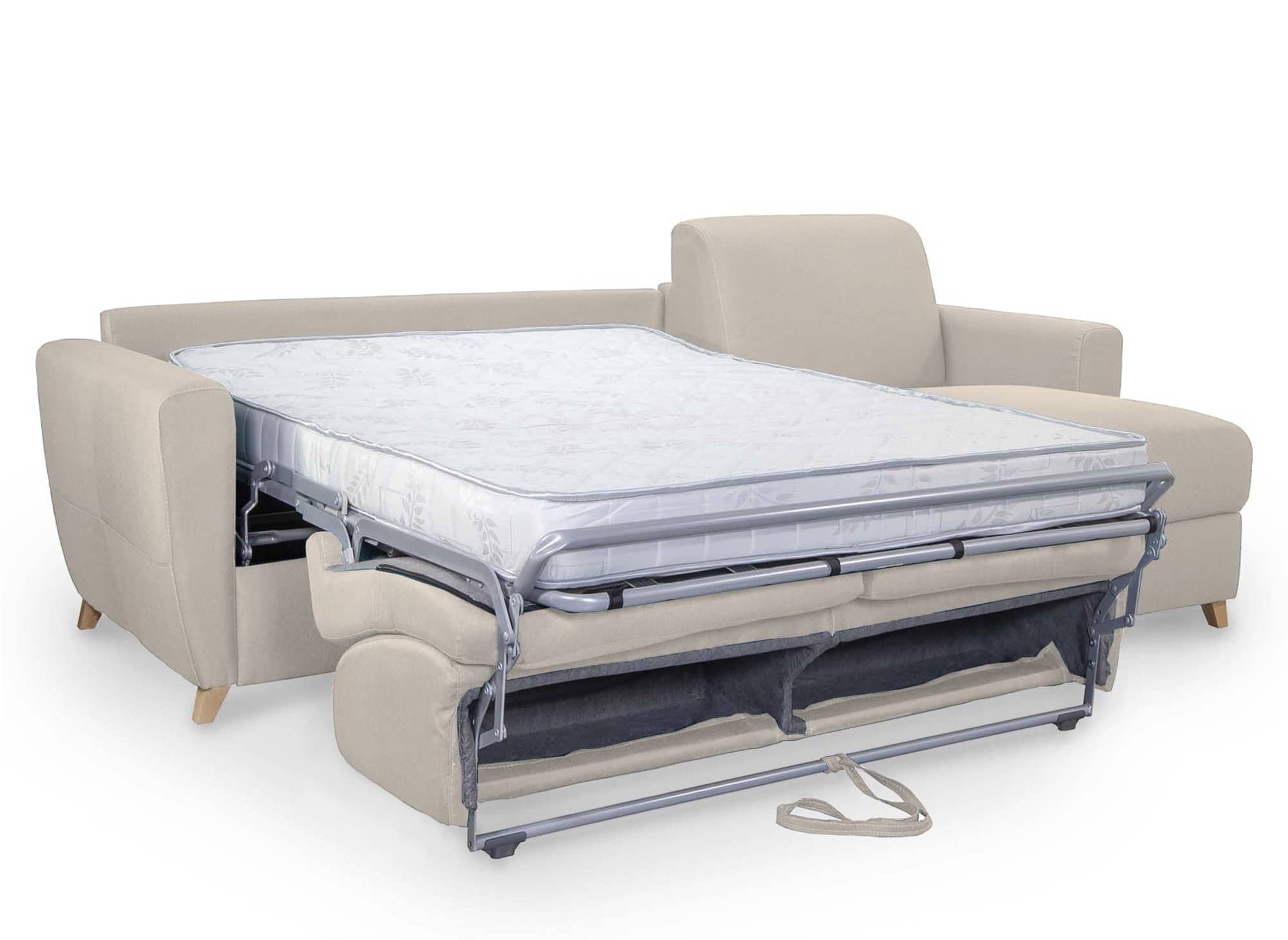 Sofá cama esquinero reversible escandinavo TOBIAS en tela beige