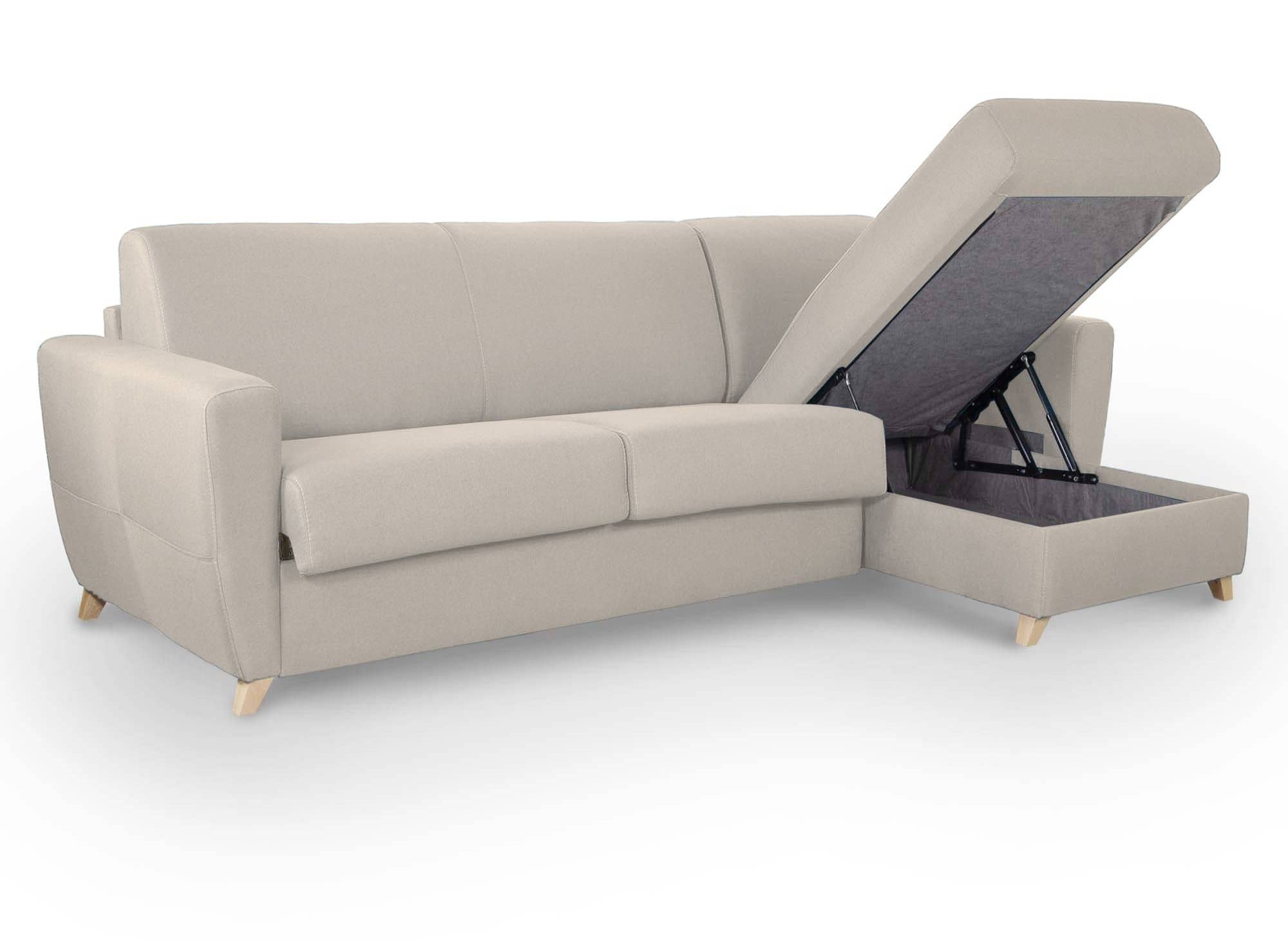 Sofá cama esquinero reversible escandinavo TOBIAS en tela beige