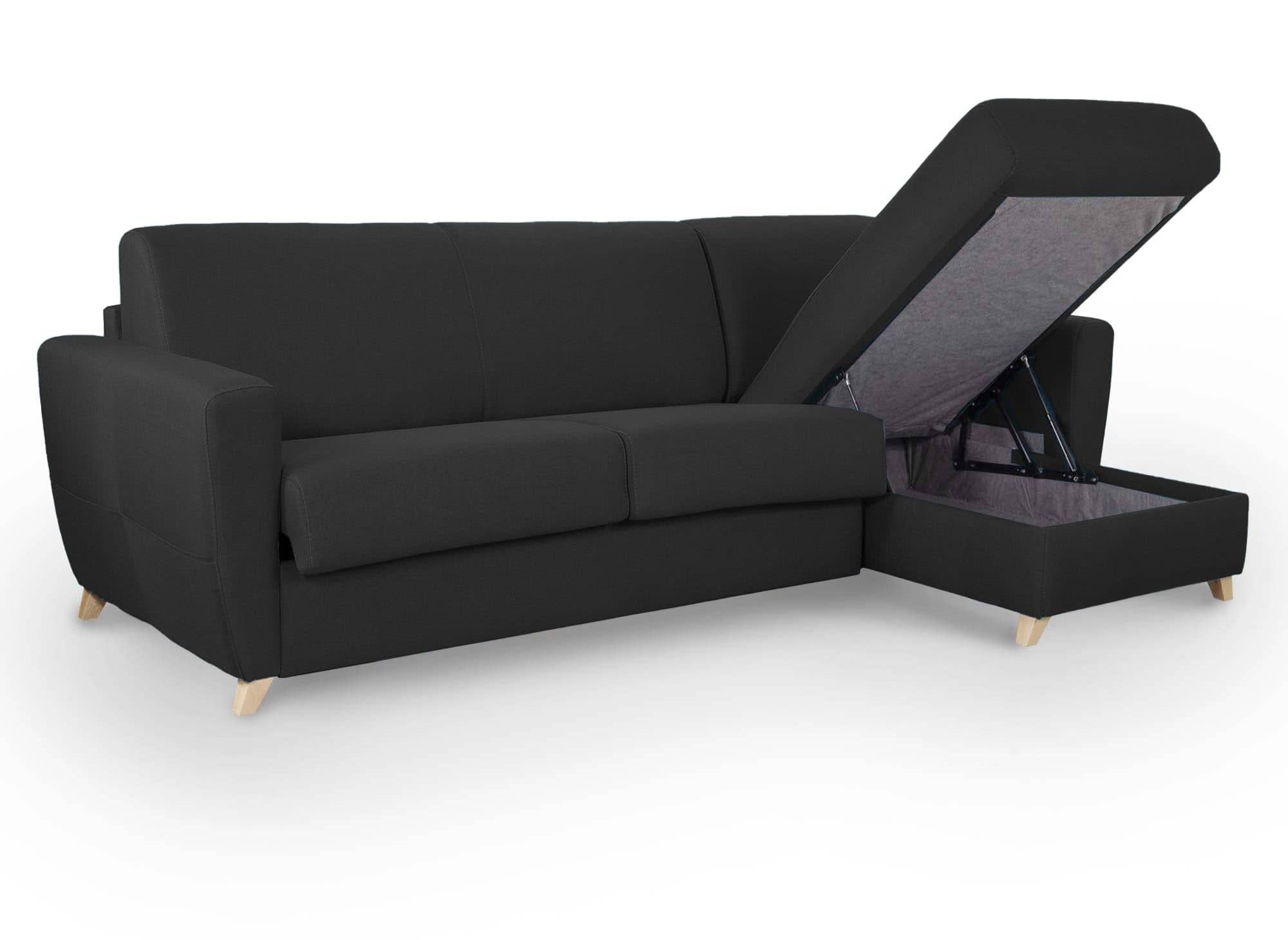 Sofá cama esquinero reversible escandinavo TOBIAS en tejido gris carbón