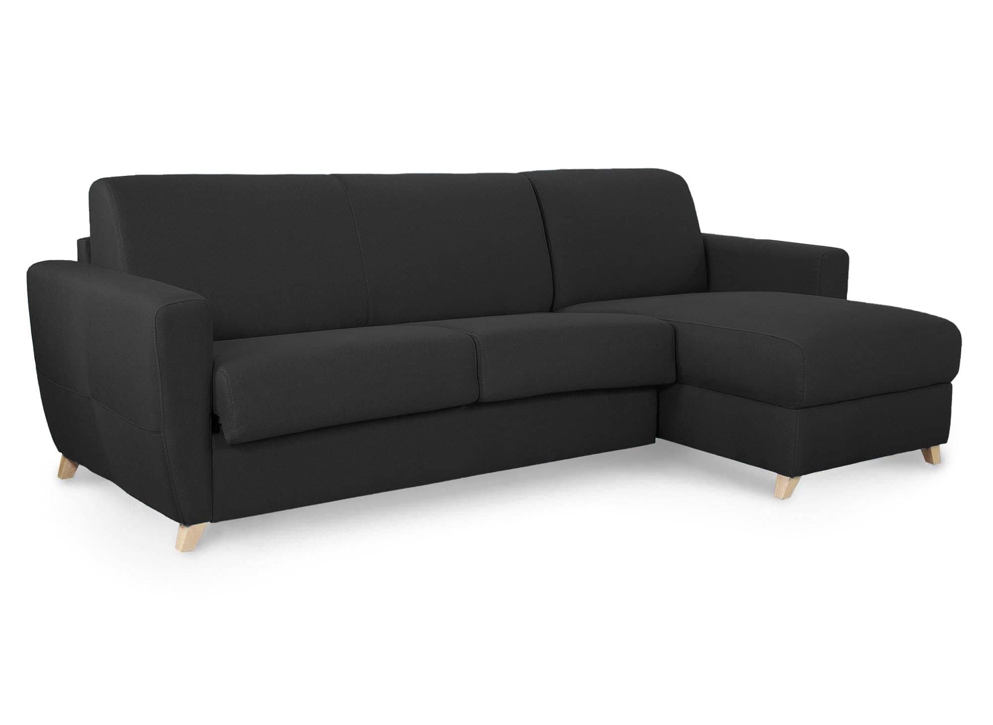 Sofá cama esquinero reversible escandinavo TOBIAS en tejido gris carbón