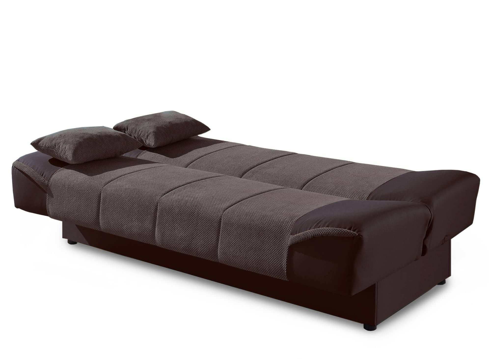 Sofá convertible marrón NATI con mecanismo clic-clac