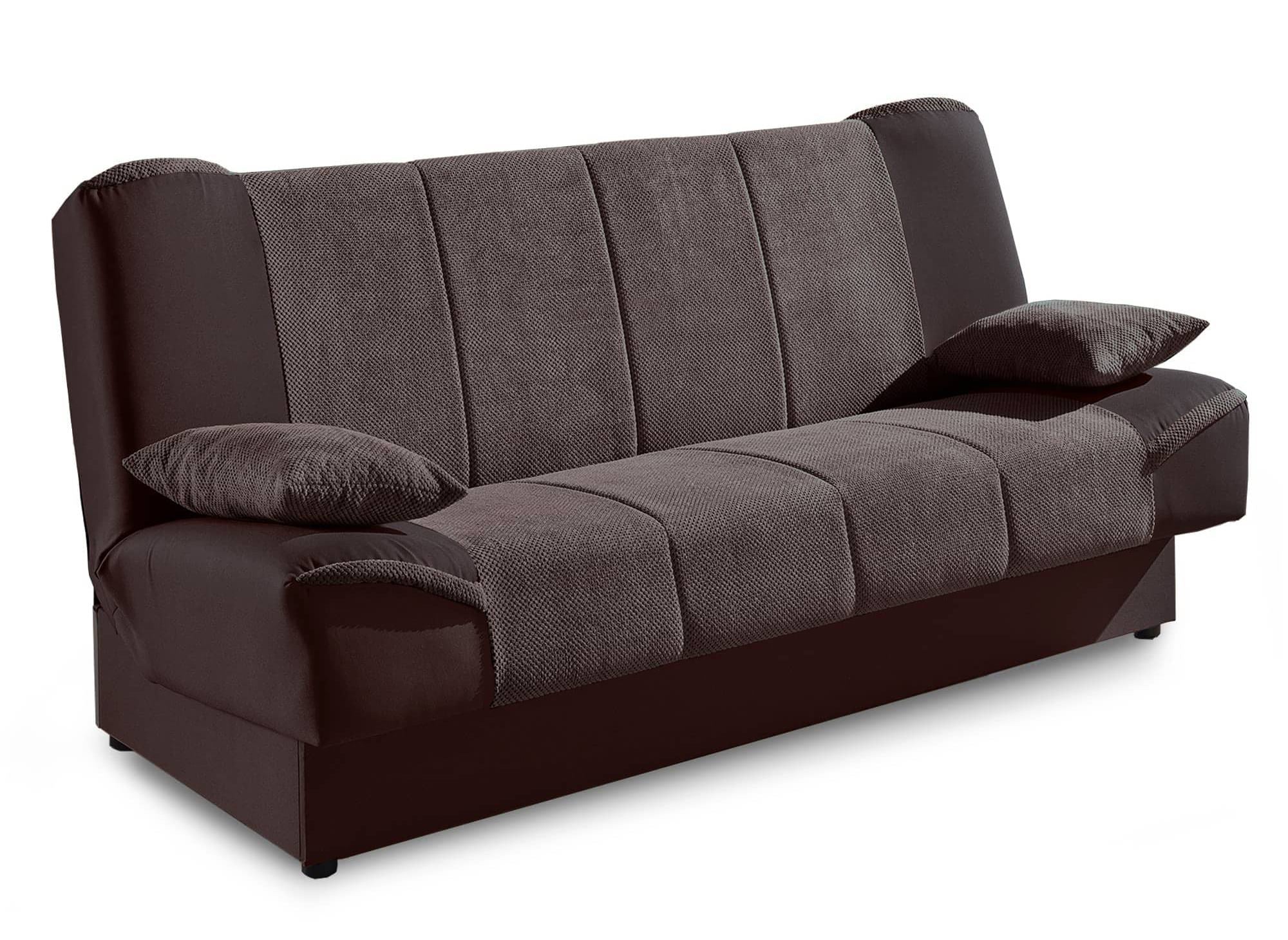 Sofá convertible marrón NATI con mecanismo clic-clac