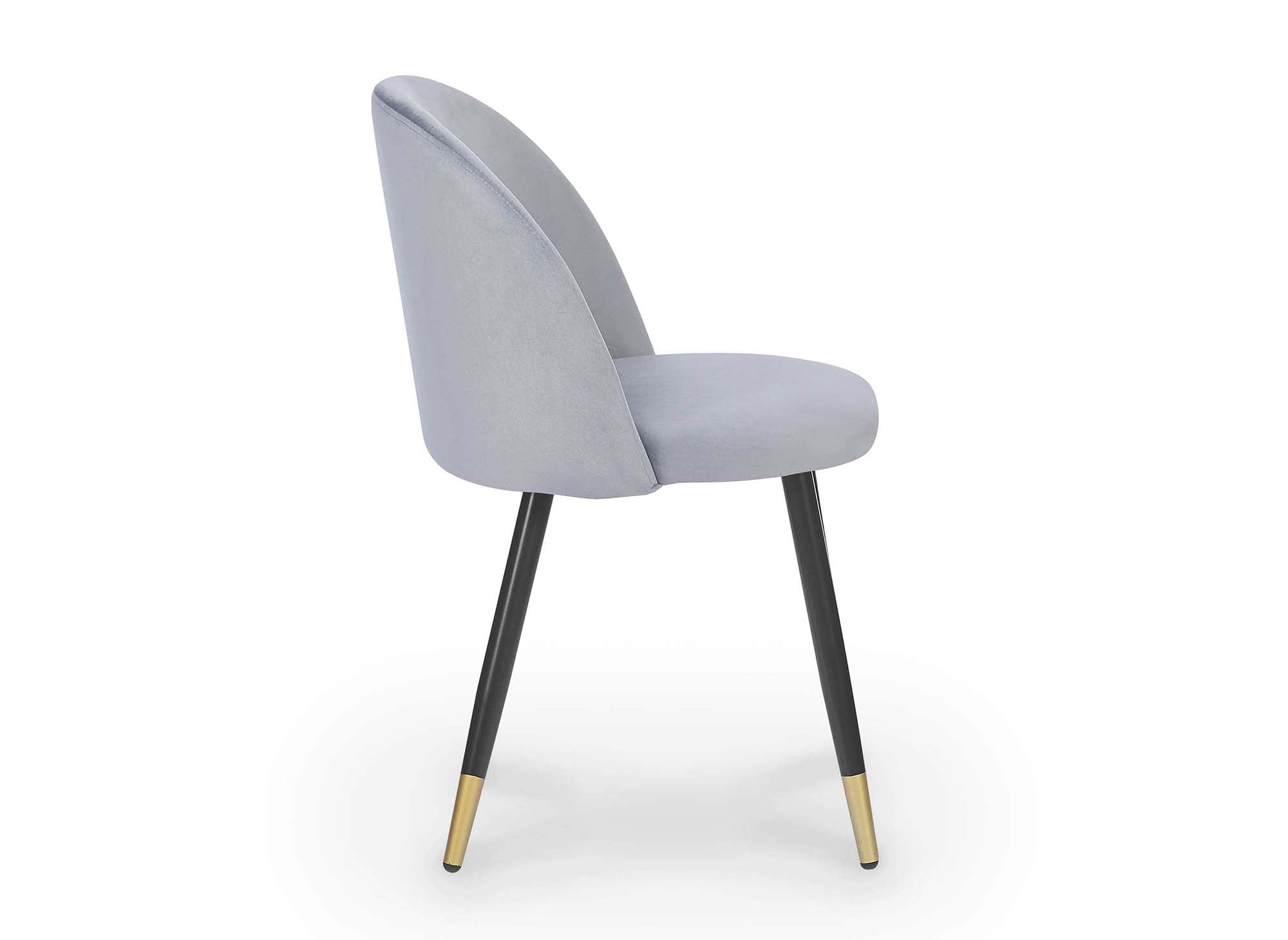 Juego de 4 sillas de diseño LYDIA en terciopelo gris