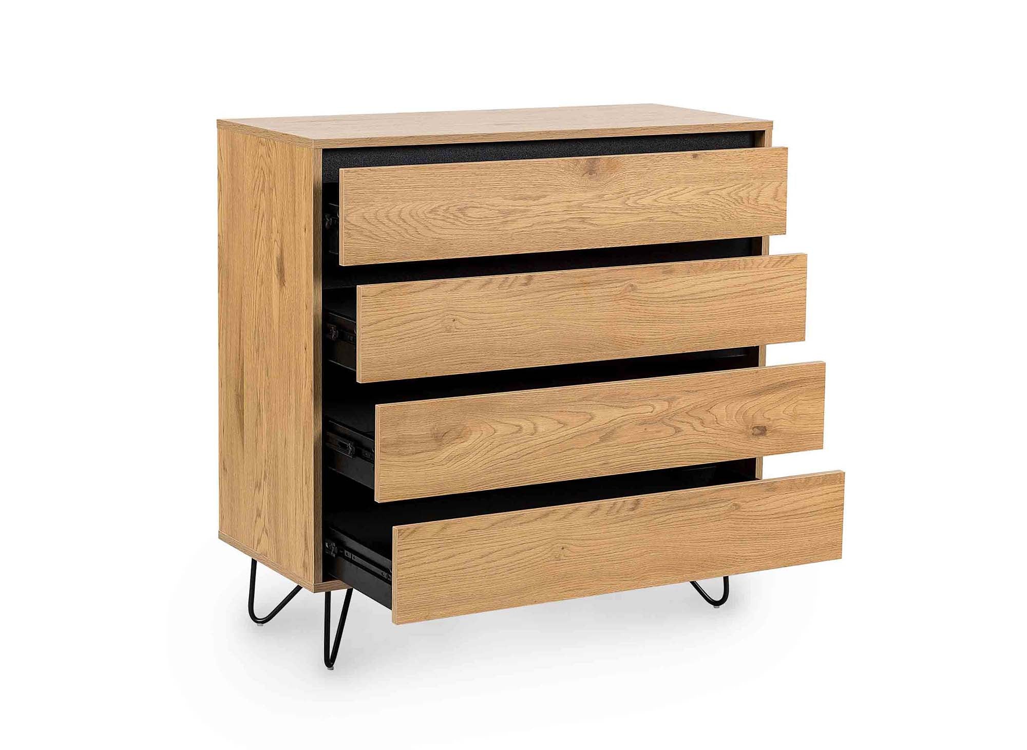 Cómoda de madera DARINA de 4 cajones