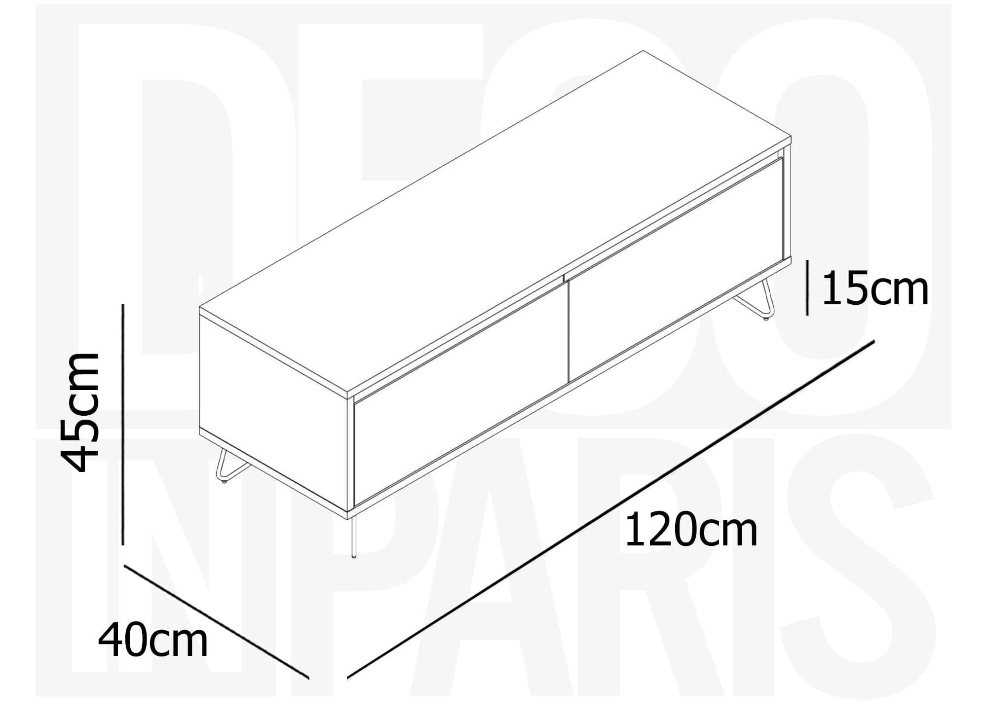 Mueble de TV DARINA con 1 cajón y 1 puerta, fabricado en madera.
