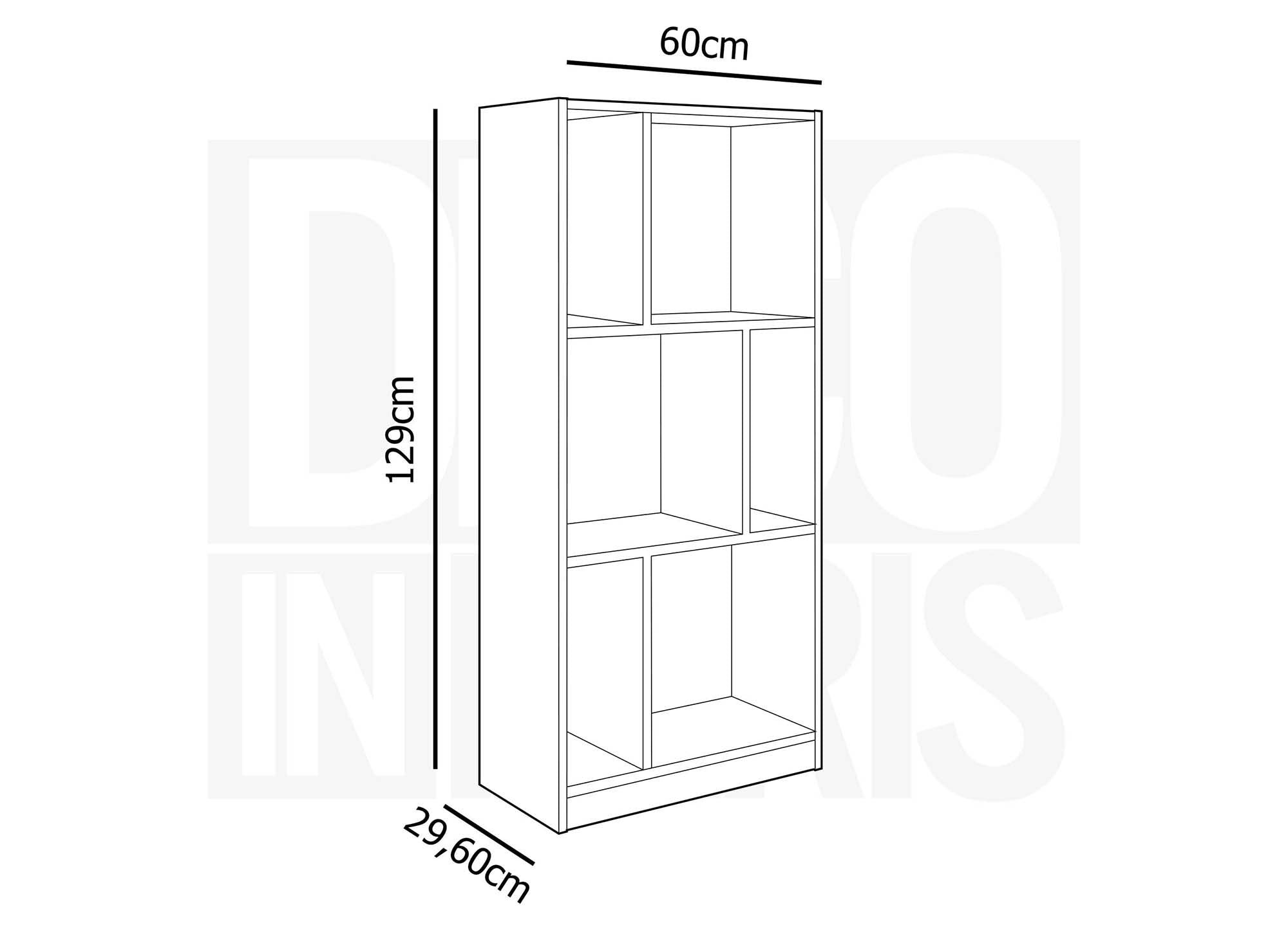 Librería de diseño OFELIA en madera negra y roble con 6 nichos