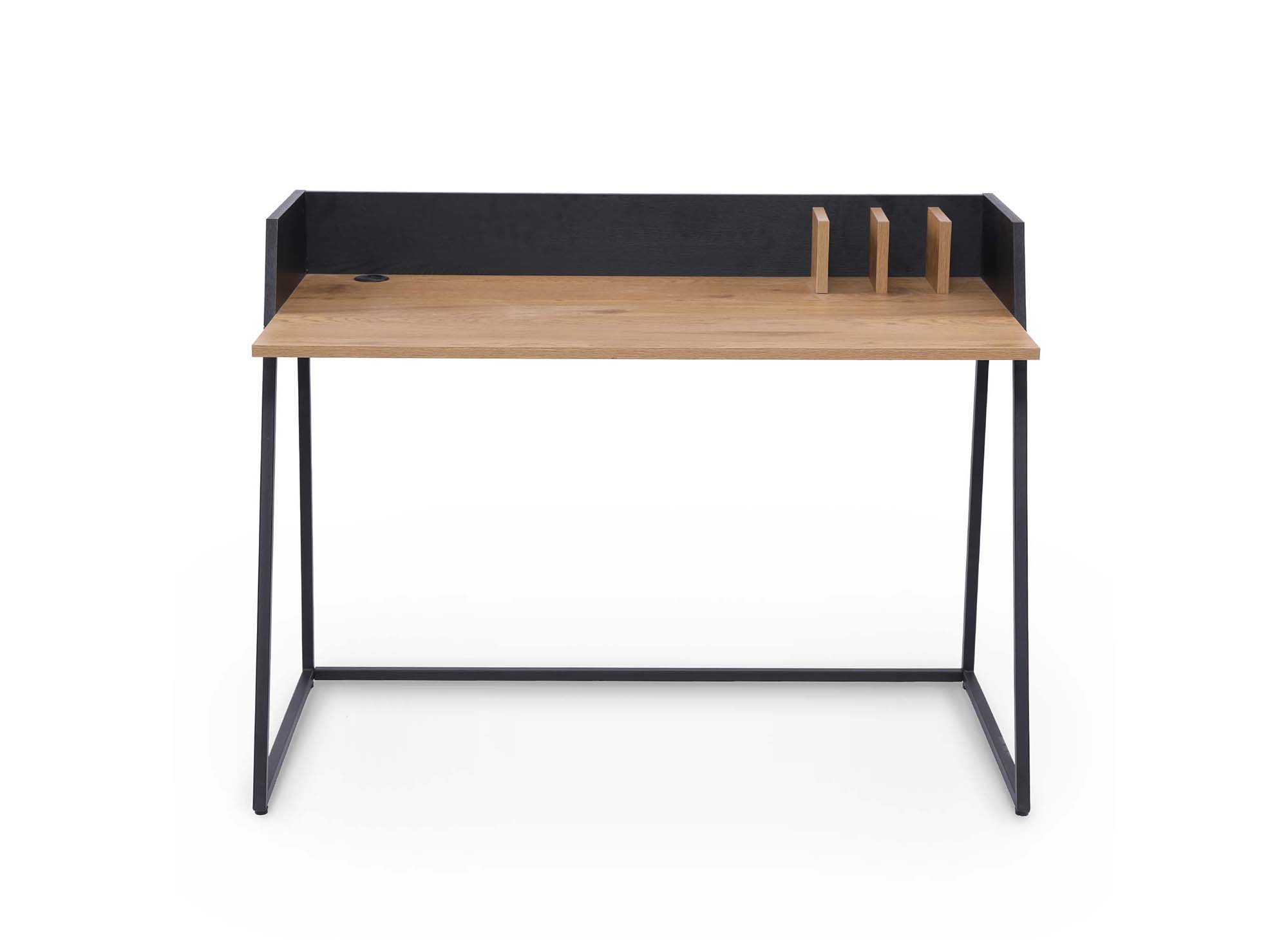 Escritorio compacto de diseño industrial ARMELLE en madera y metal