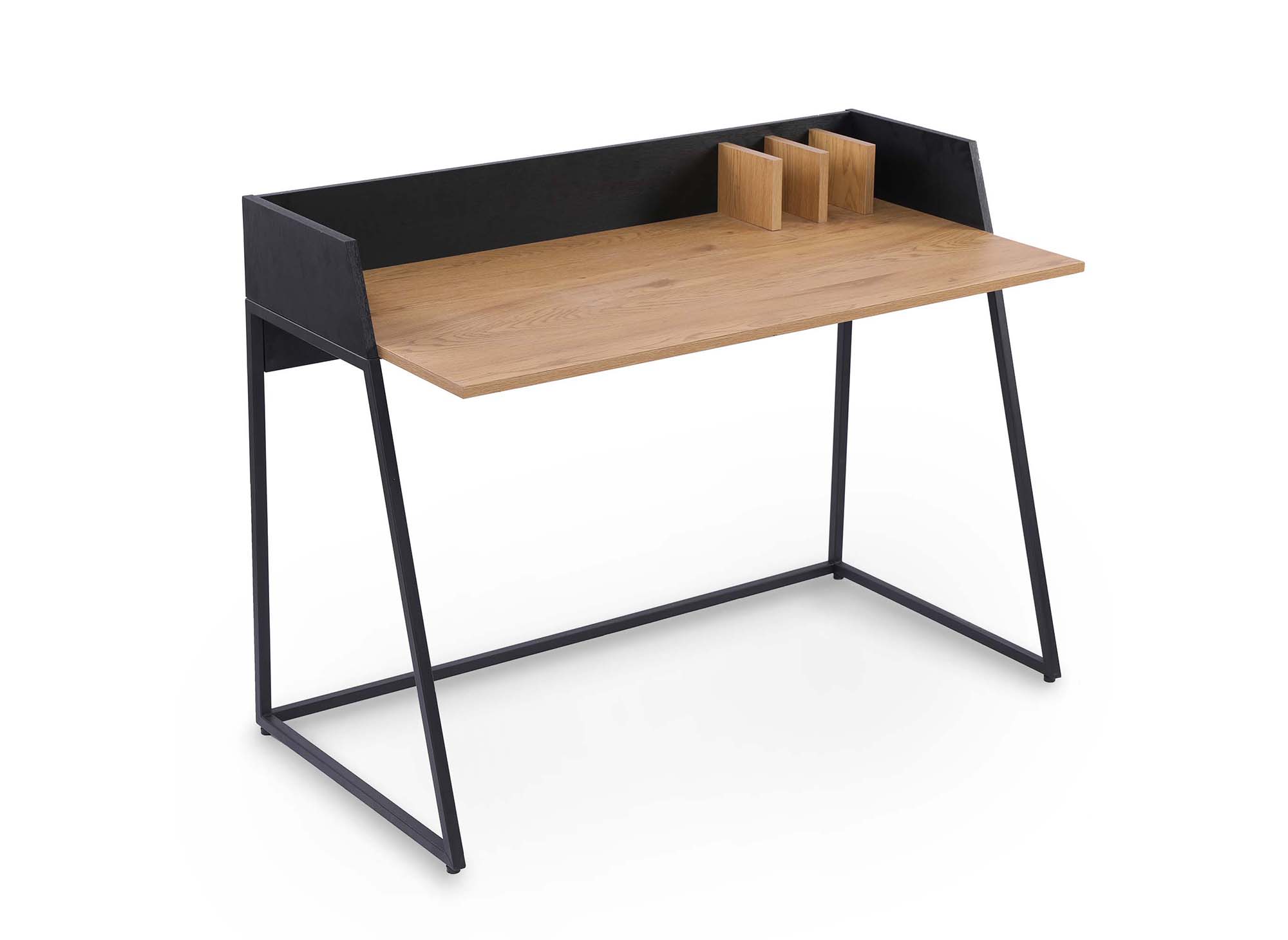 Escritorio compacto de diseño industrial ARMELLE en madera y metal