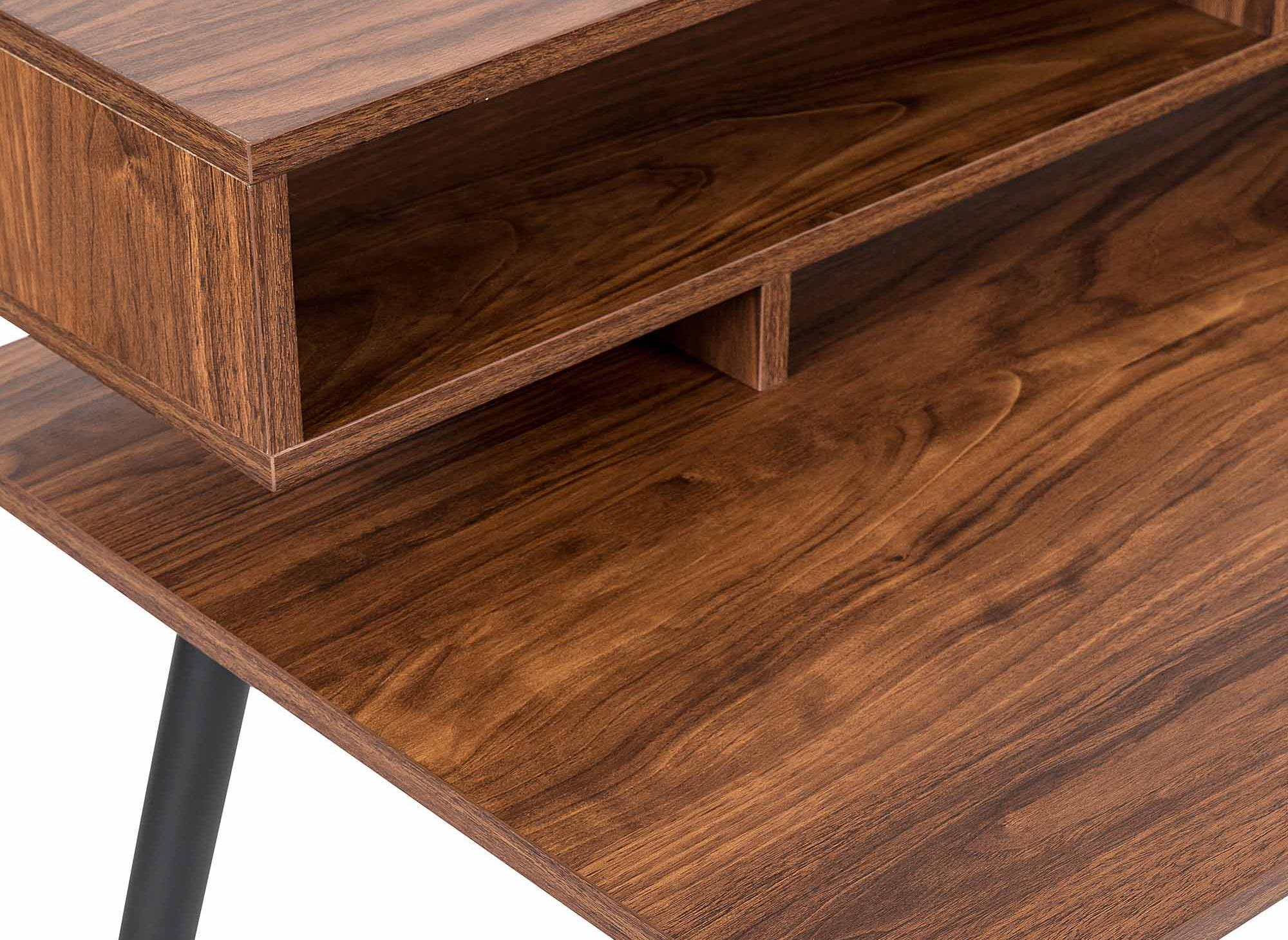 Escritorio MARLINE de estilo industrial con nichos de madera y metal negro