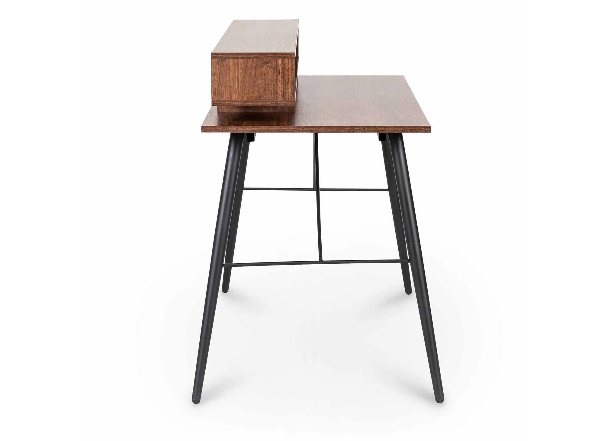 Escritorio MARLINE de estilo industrial con nichos de madera y metal negro