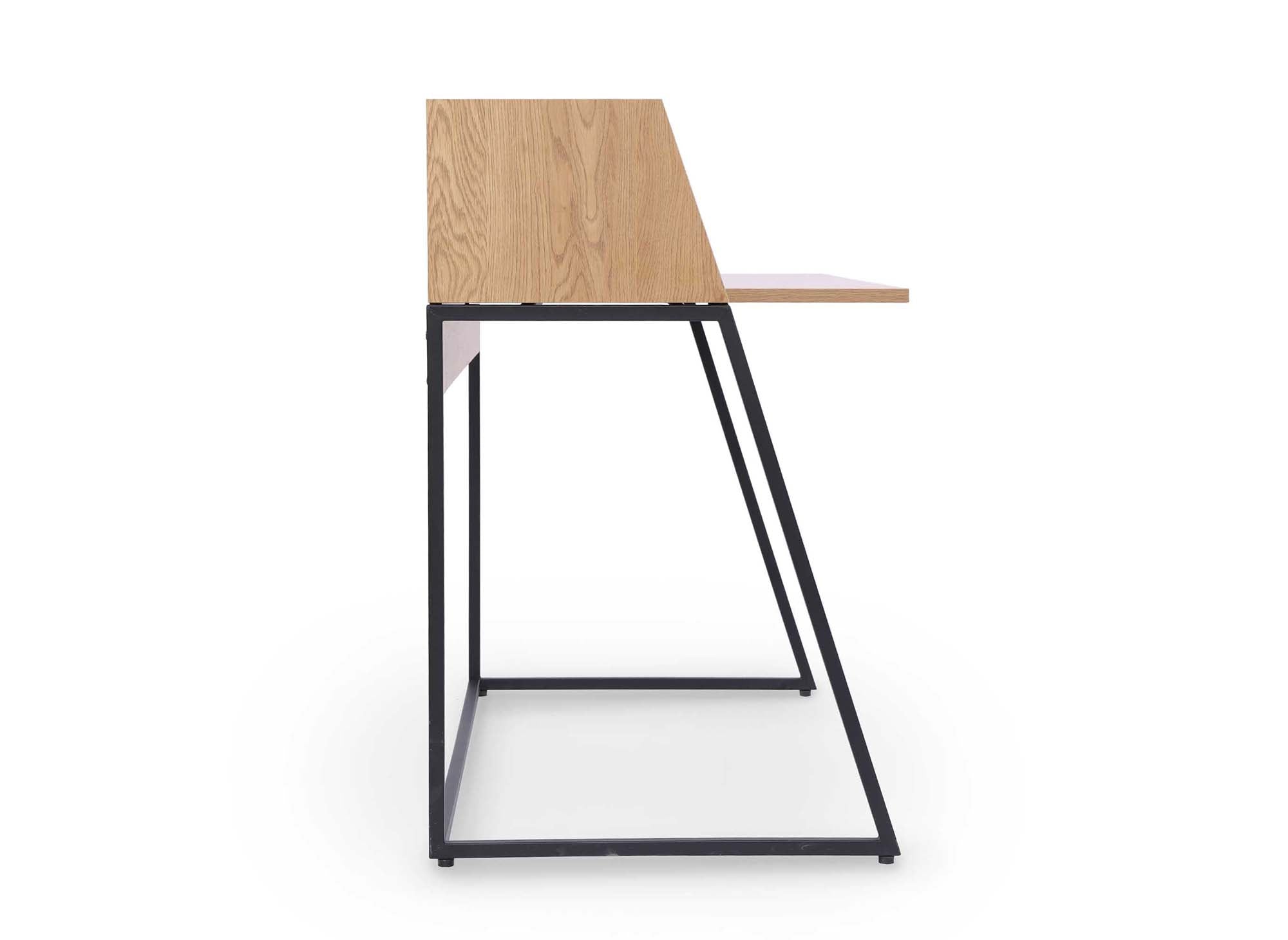 Escritorio de diseño industrial LUDINE con estante en madera y metal