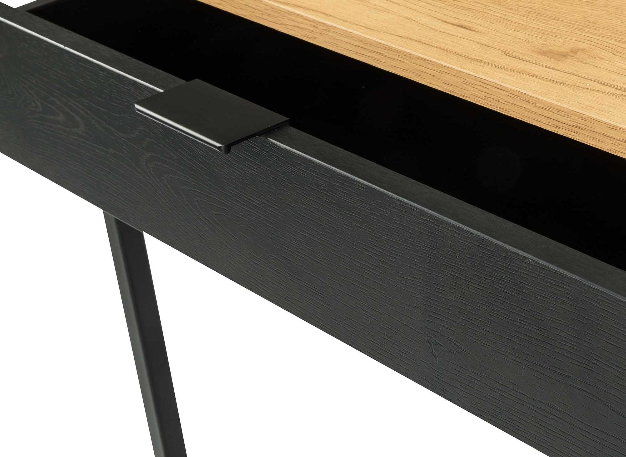 Escritorio industrial COLETTE con cajón y espacio de almacenamiento en madera y metal.