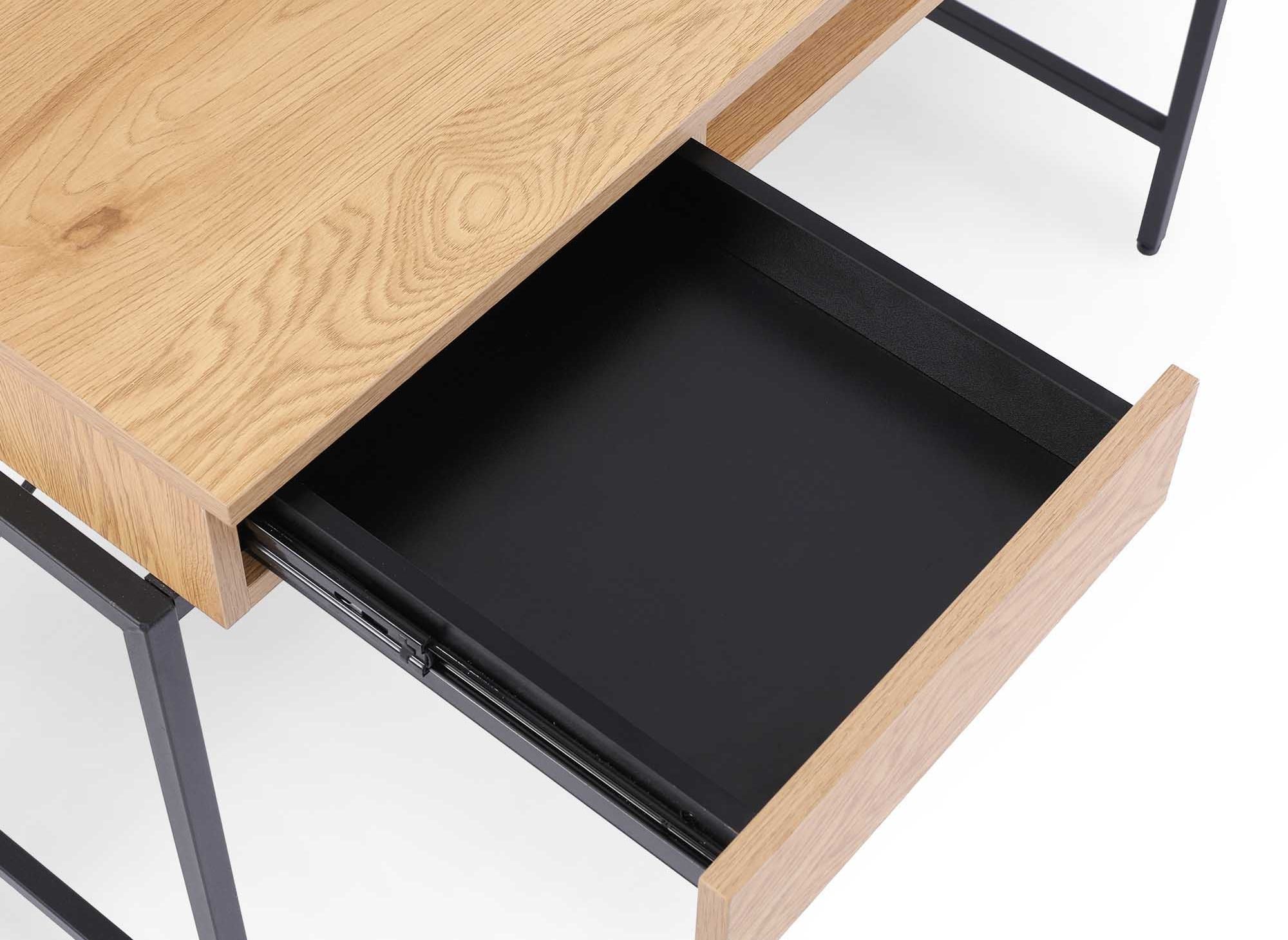 Escritorio compacto de diseño industrial EDMOND en madera y metal