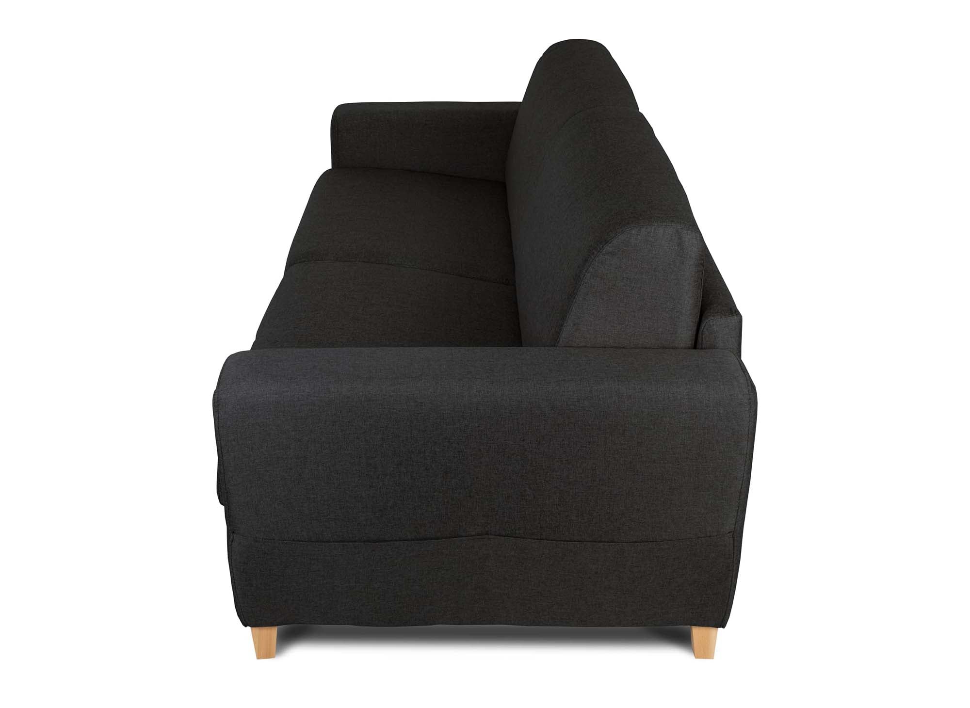 Sofá cama escandinavo de 3 plazas TOBIAS en tejido gris carbón con apertura rápida