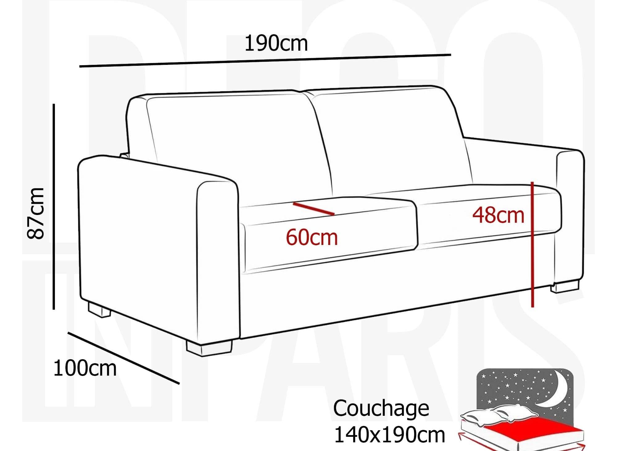 Sofá cama LOUNA de 3 plazas en tela vaquera azul con apertura rápida
