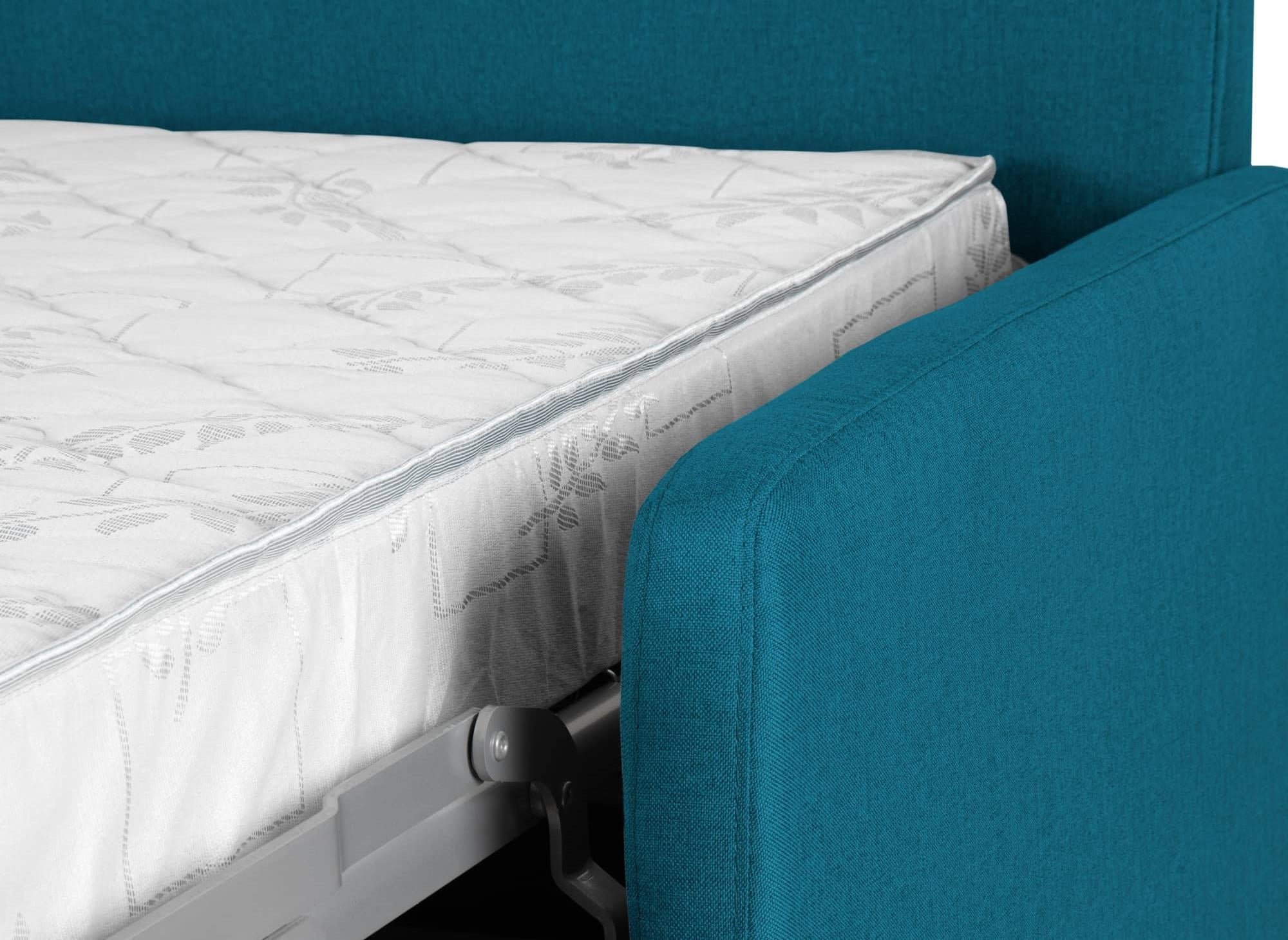 Sofá cama LOUNA SLIM de 3 plazas en tela azul petróleo con apertura rápida