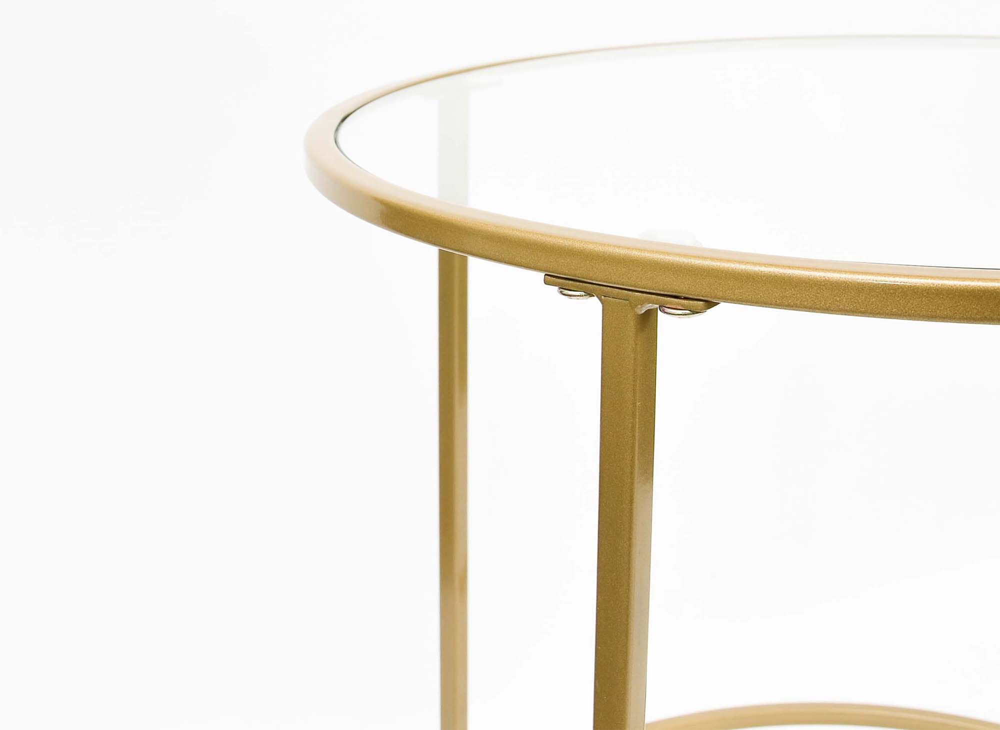 Mesa de centro redonda OLIVE de vidrio y metal