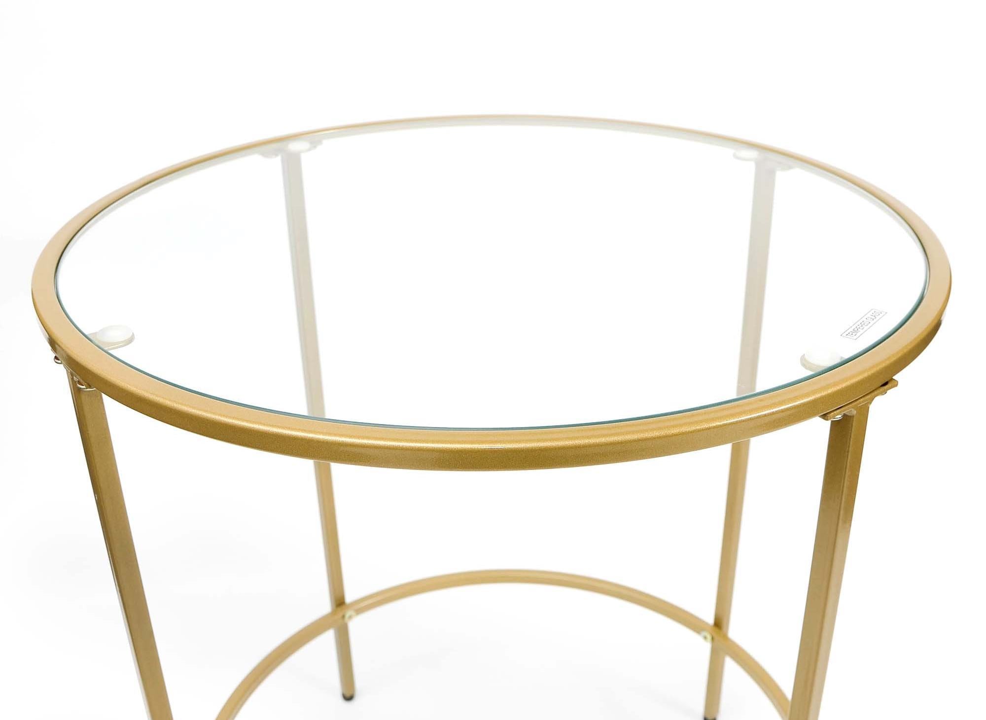 Mesa de centro redonda OLIVE de vidrio y metal